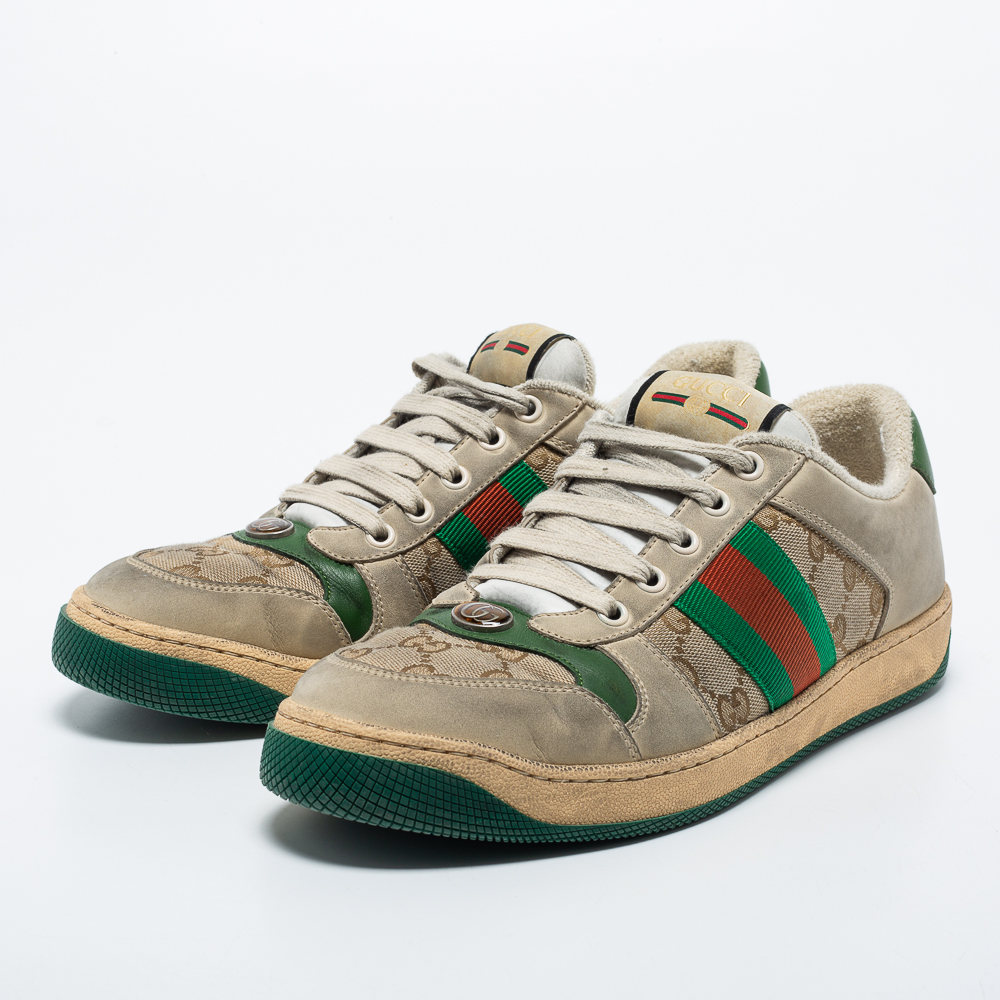 

Gucci Multicolor Canvas And Leather Screener Sneakers Size