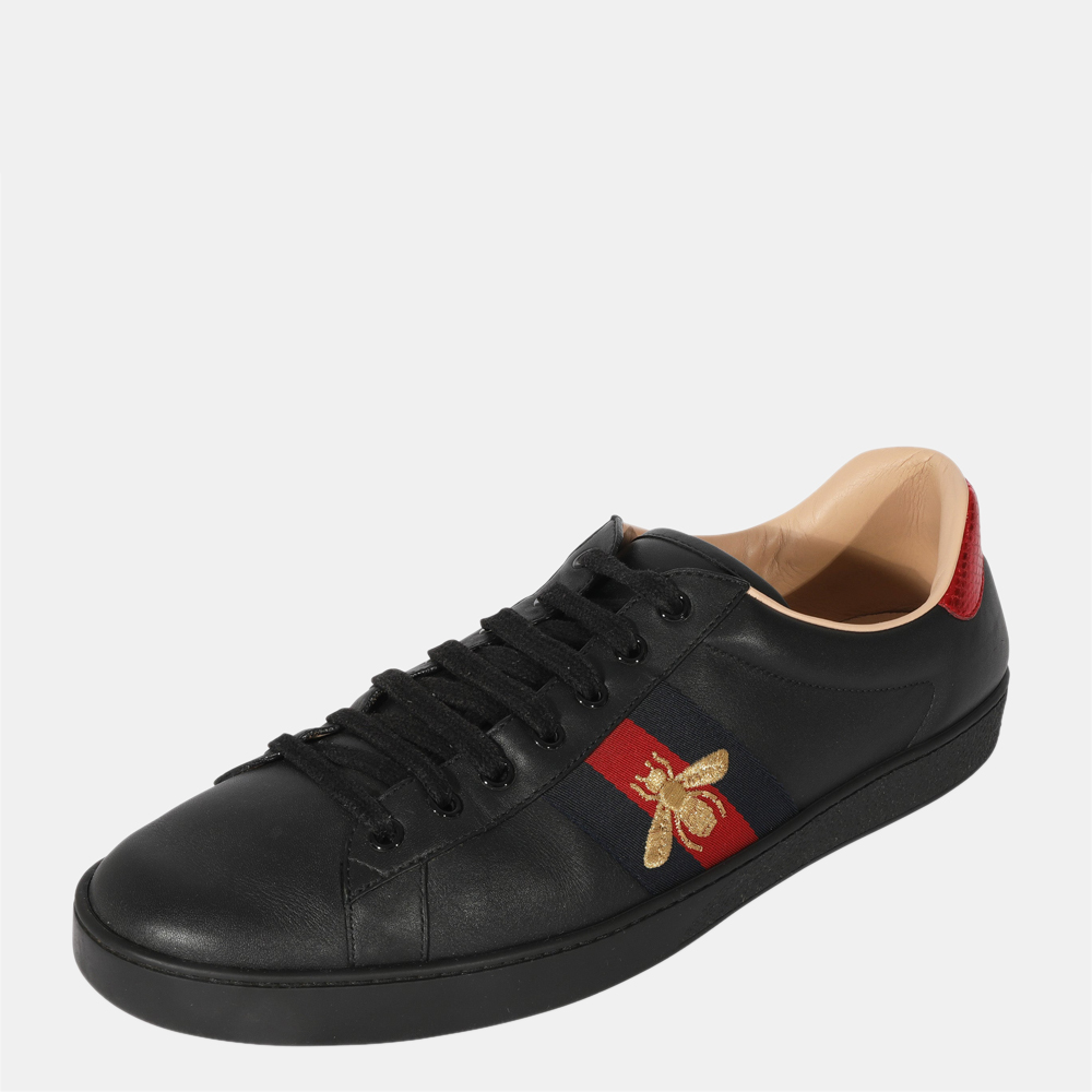 

Gucci Black Leather Ace Embroidered UK 11.5/EU