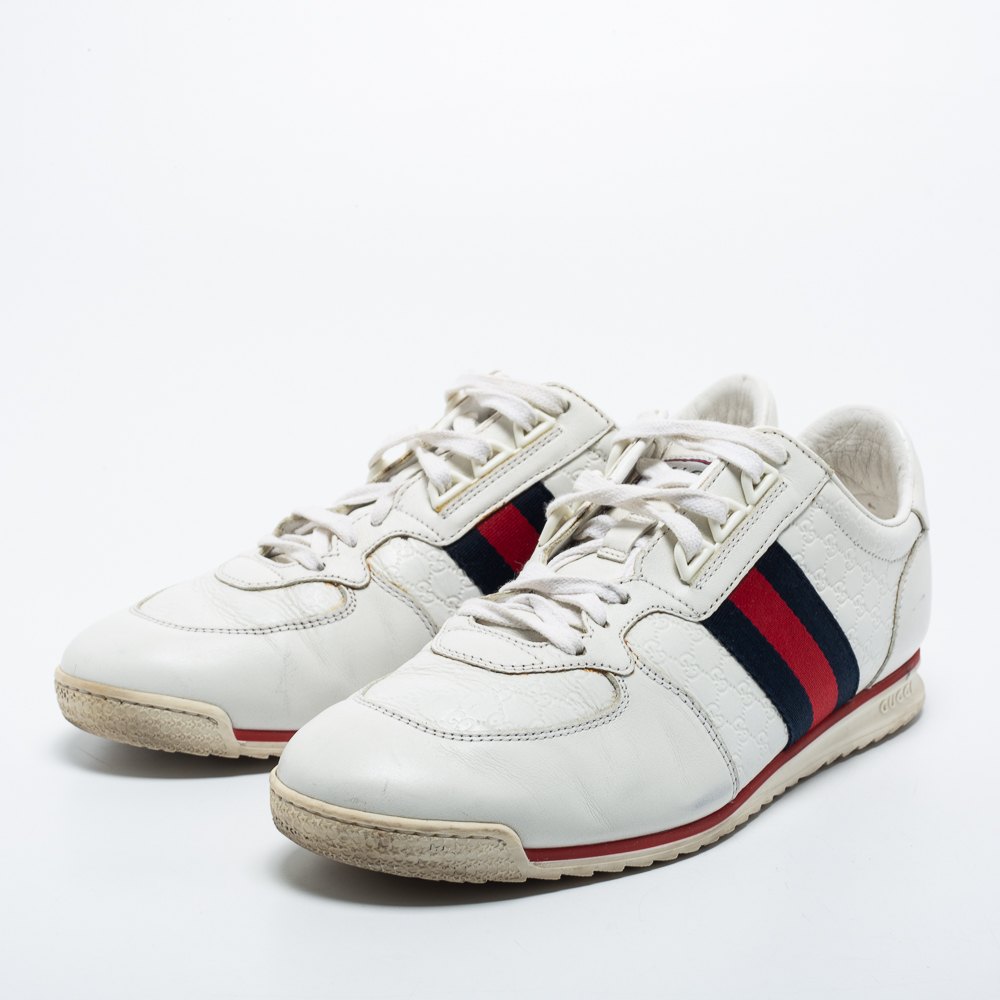 

Gucci White GG Leather Web Coda Low Sneakers Size