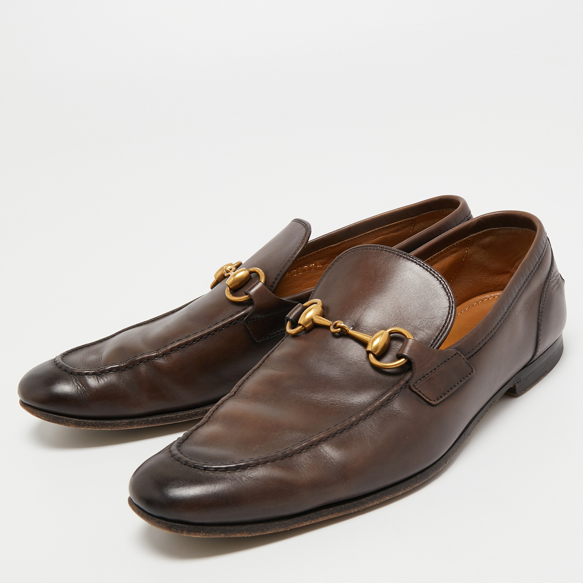 

Gucci Brown Leather Jordaan Loafers Size