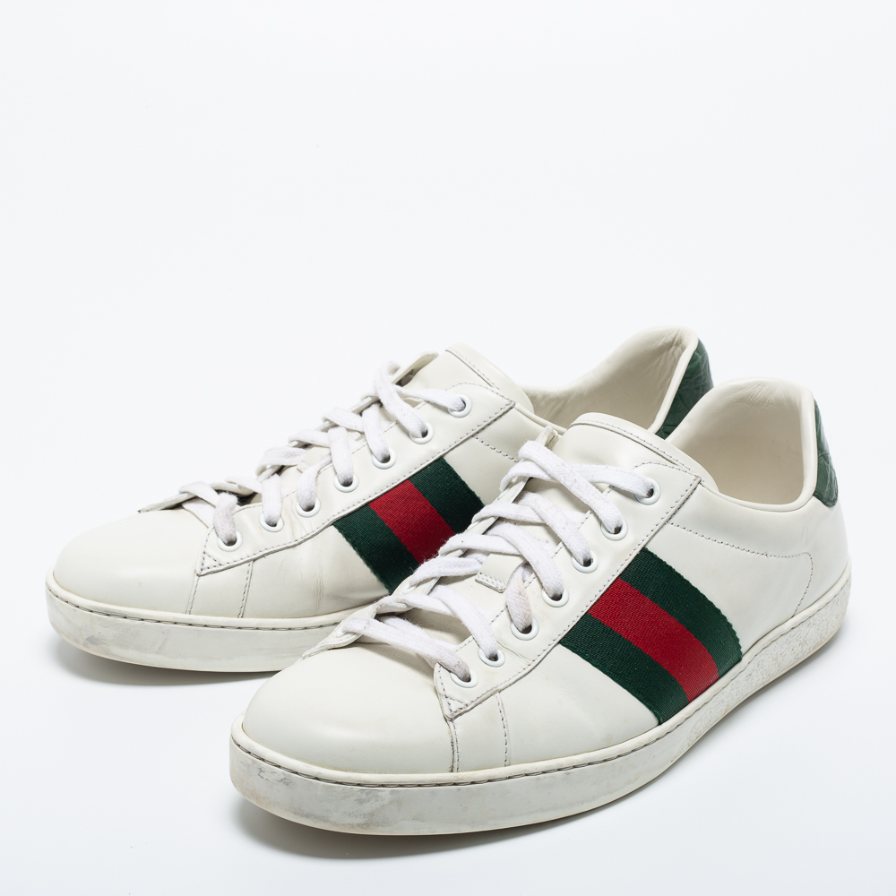 

Gucci White Leather Ace Low Top Sneakers Size