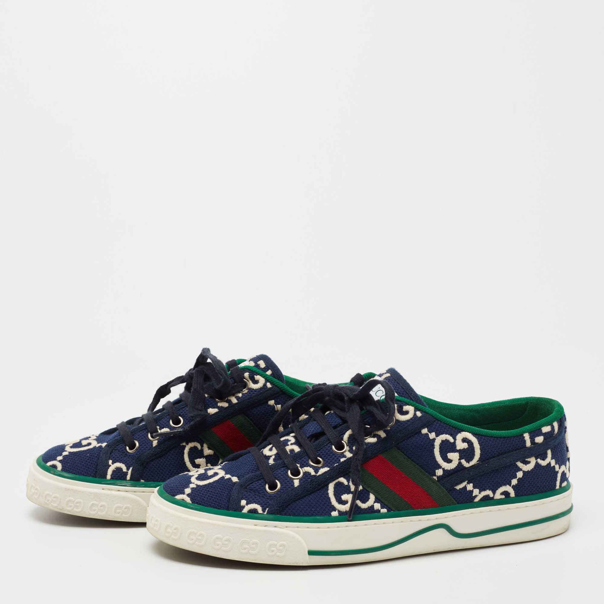 

Gucci Navy Blue/White CC Canvas Tennis 1977 Sneakers Size