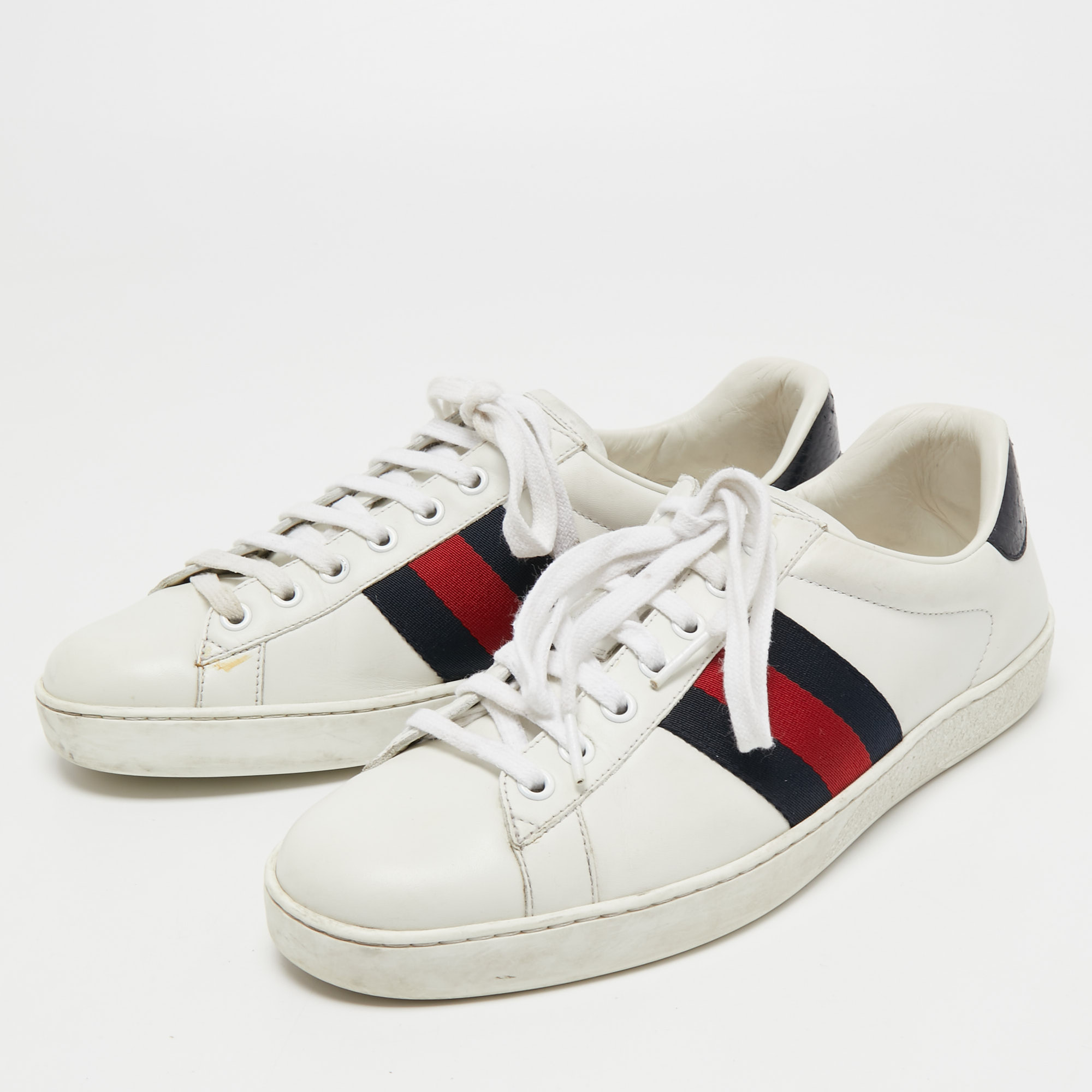 

Gucci White Leather Ace Low Top Sneakers Size