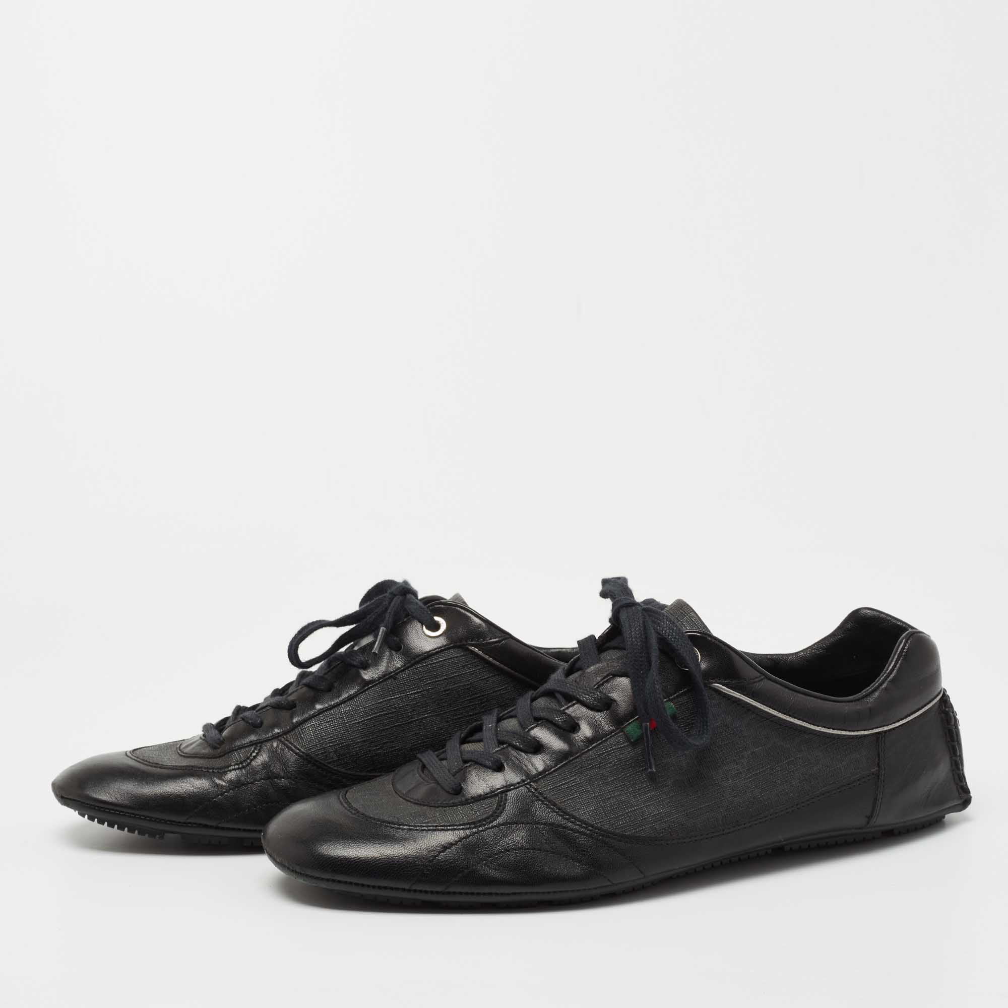 

Gucci Black GG Canvas and Leather Low Top Sneakers Size