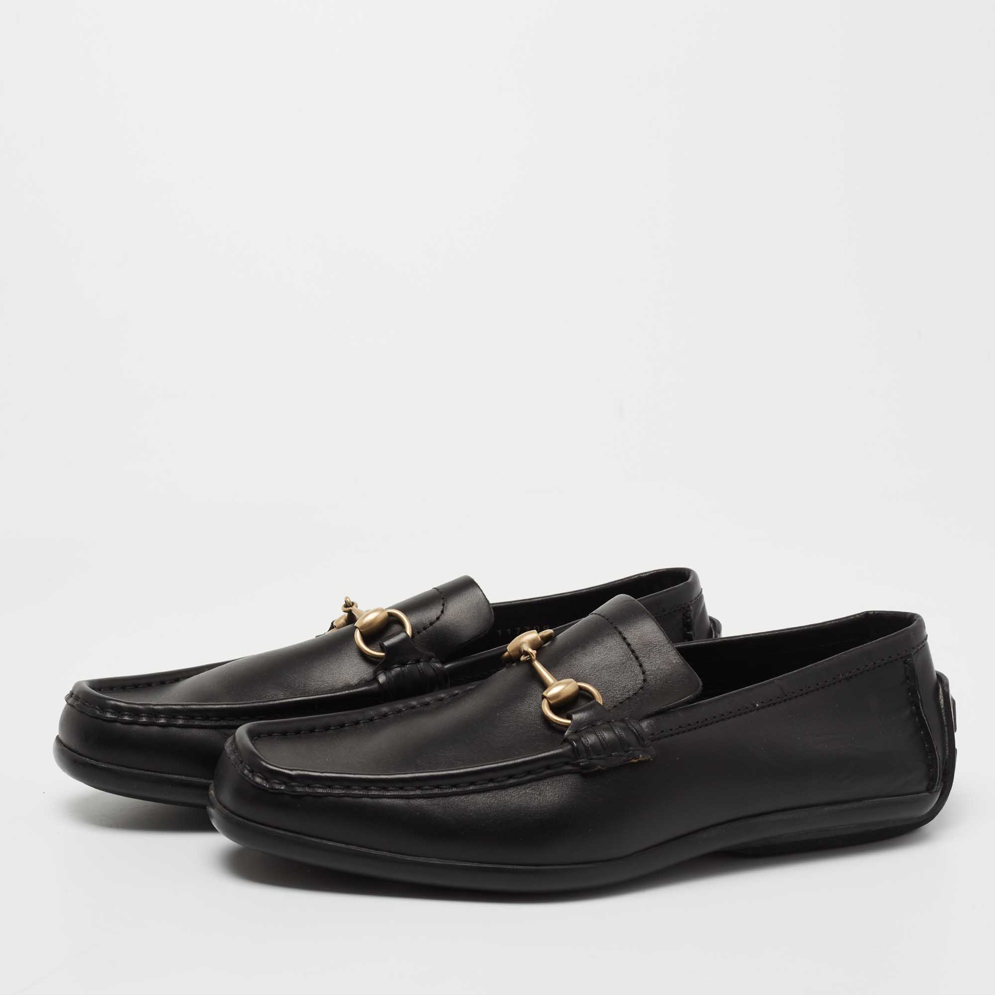 

Gucci Black Leather Horsebit Slip On Loafers Size