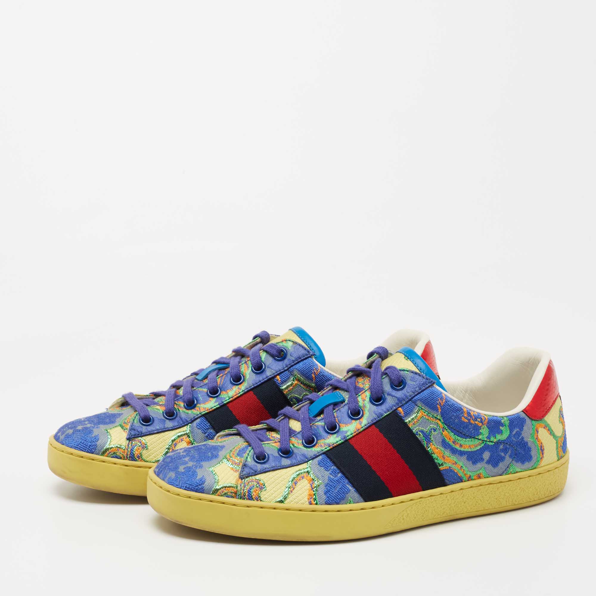 

Gucci Multicolor Brocade Fabric Printed Ace Sneakers Size