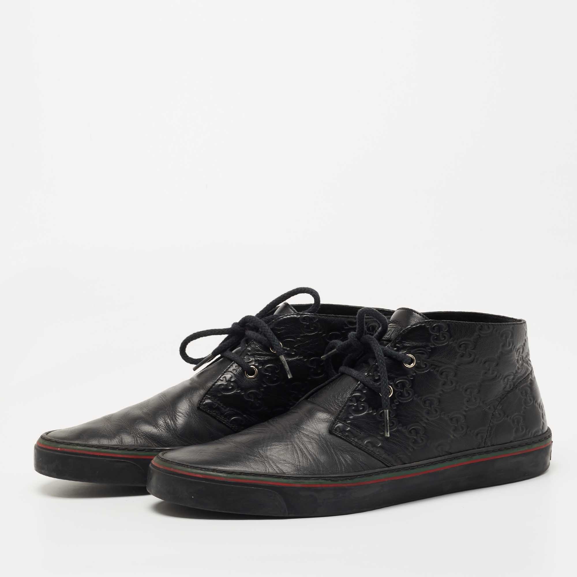 

Gucci Black Leather Microguccissima High Top Sneakers Size, Beige