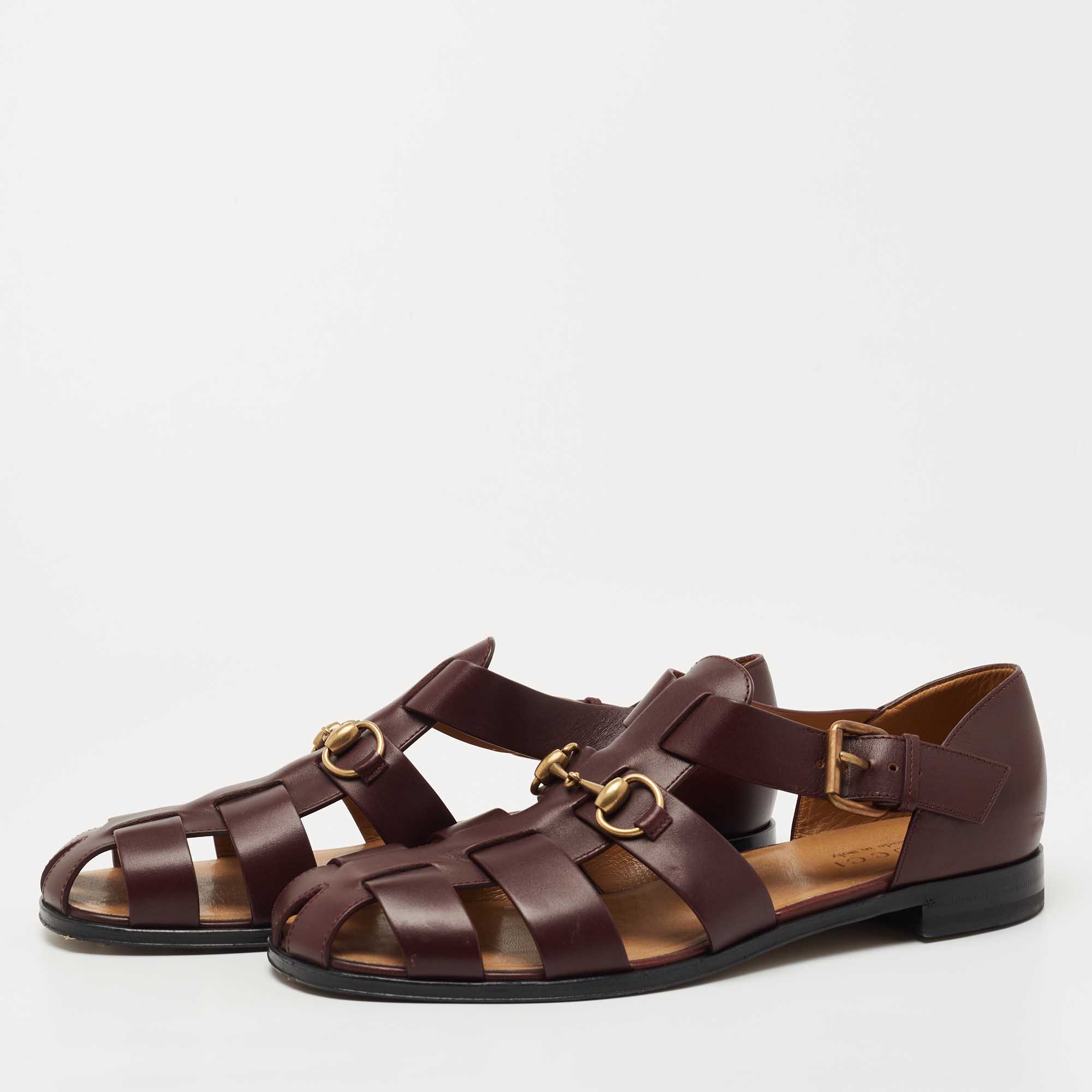 

Gucci Burgundy Leather Elektra Fisherman Sandals Size