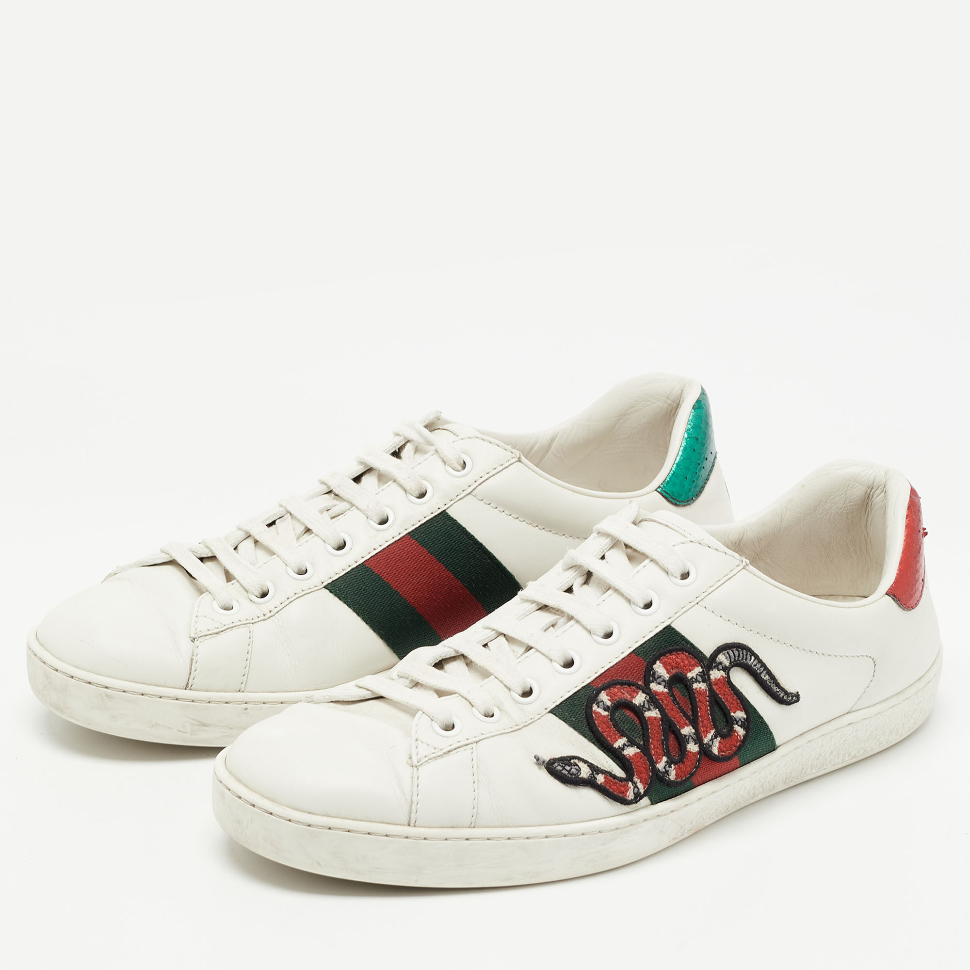 

Gucci White Leather Kingsnake Ace Sneakers Size