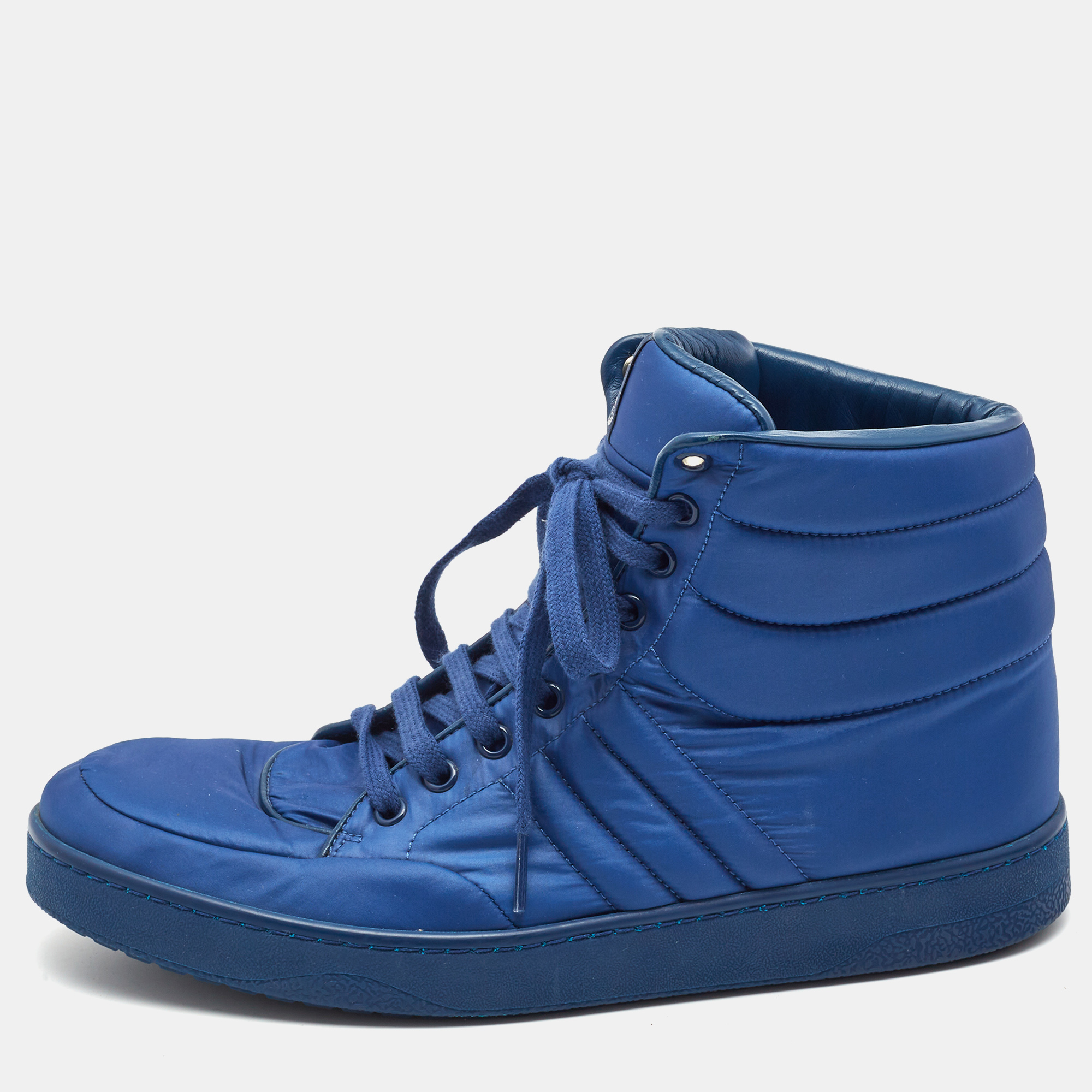 Pre-owned Gucci Blue Nylon Coda High Top Sneakers Size 41.5