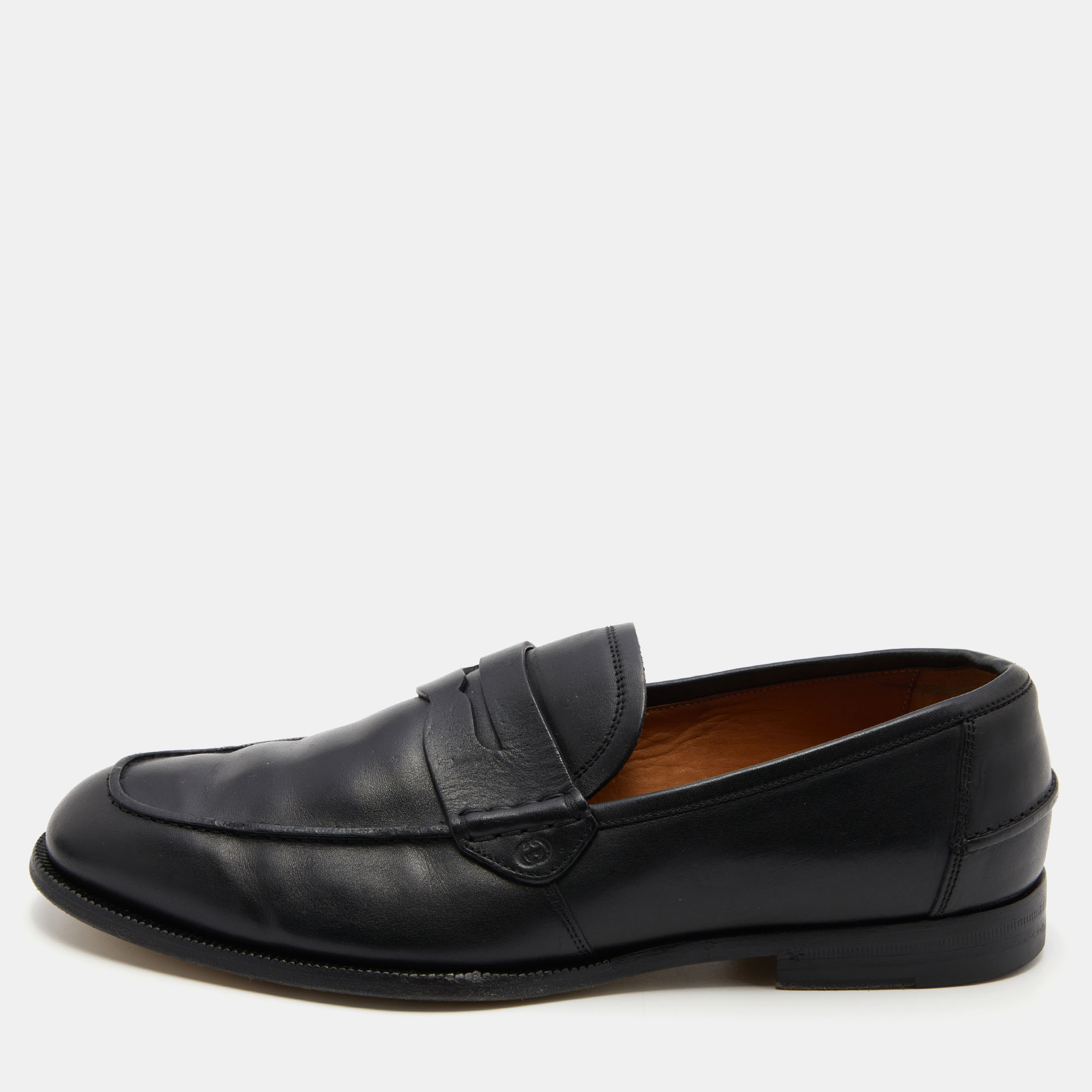 

Gucci Black Leather Slip On Penny Loafers Size 42.5