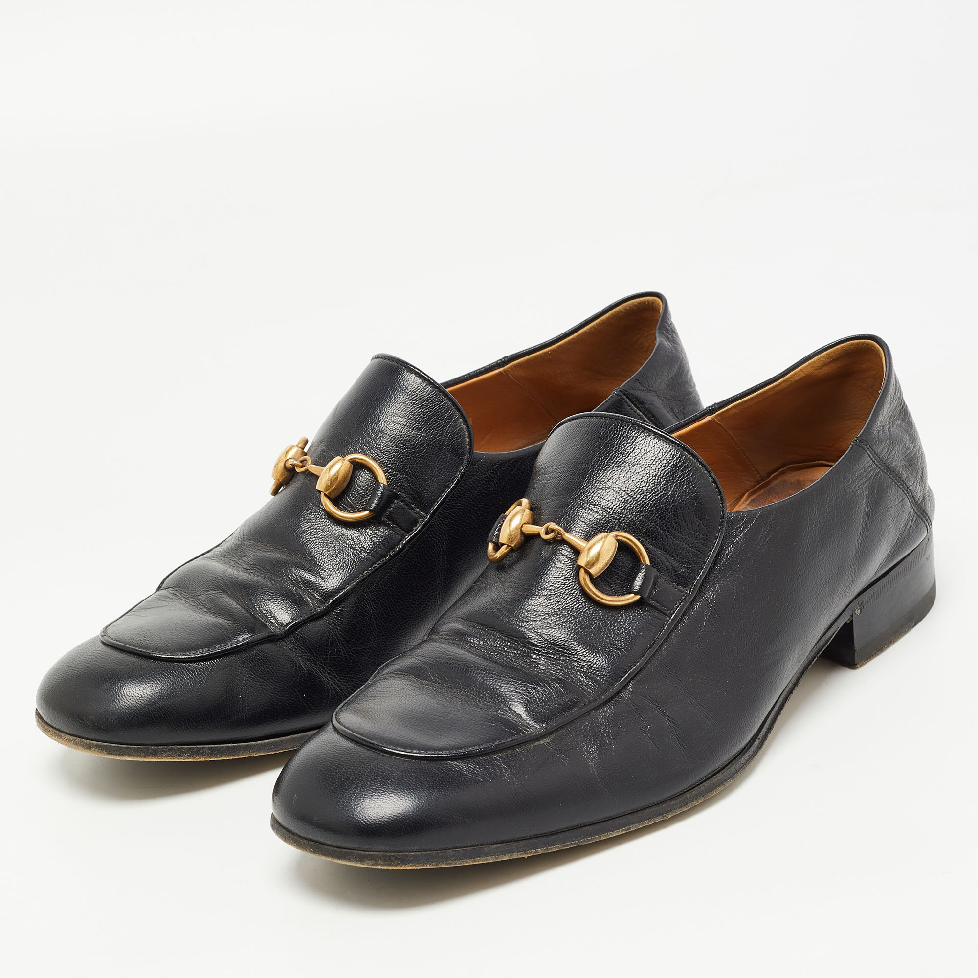 

Gucci Black Leather Horsebit Slip On Loafers Size