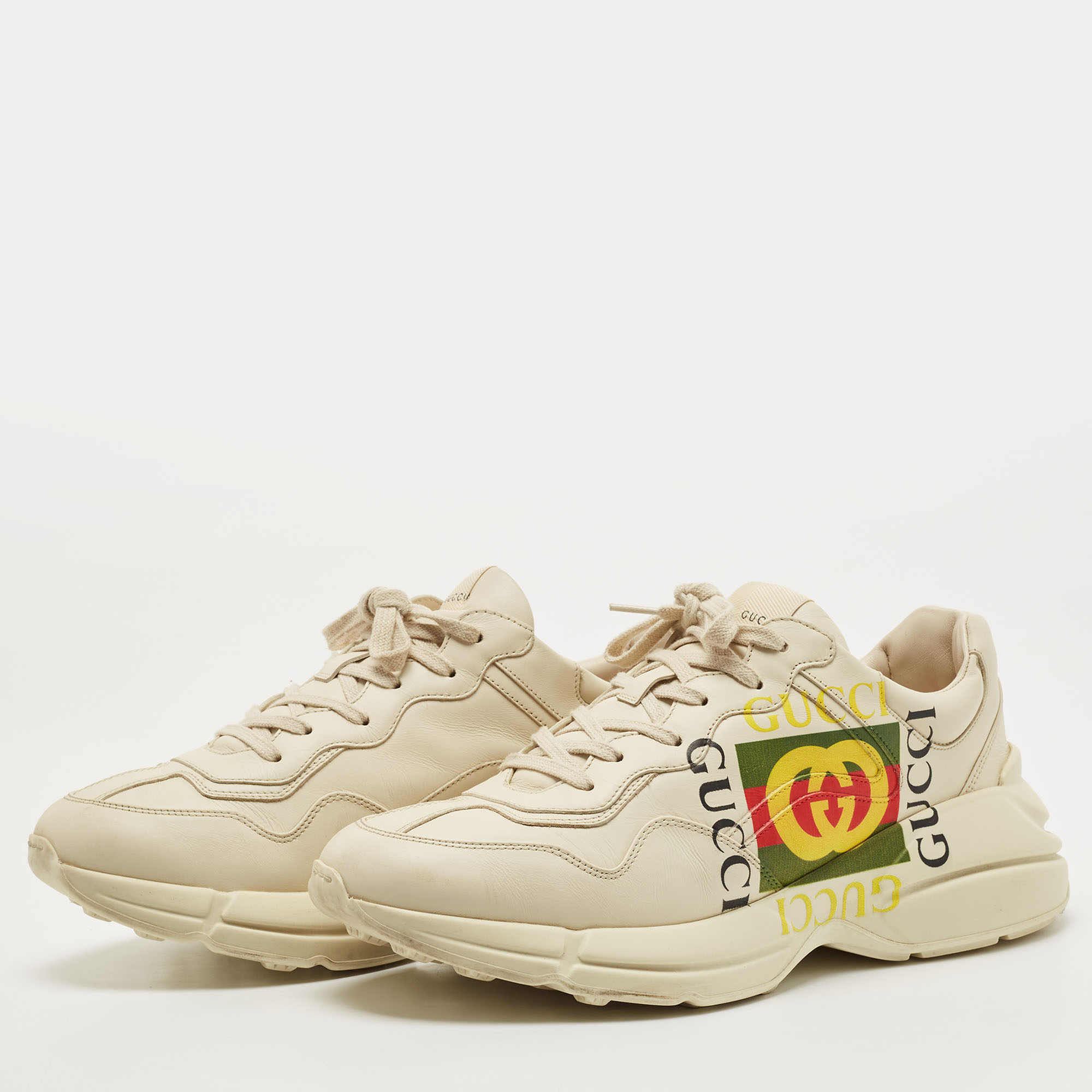 

Gucci Cream Leather Rhyton Low Top Sneakers Size