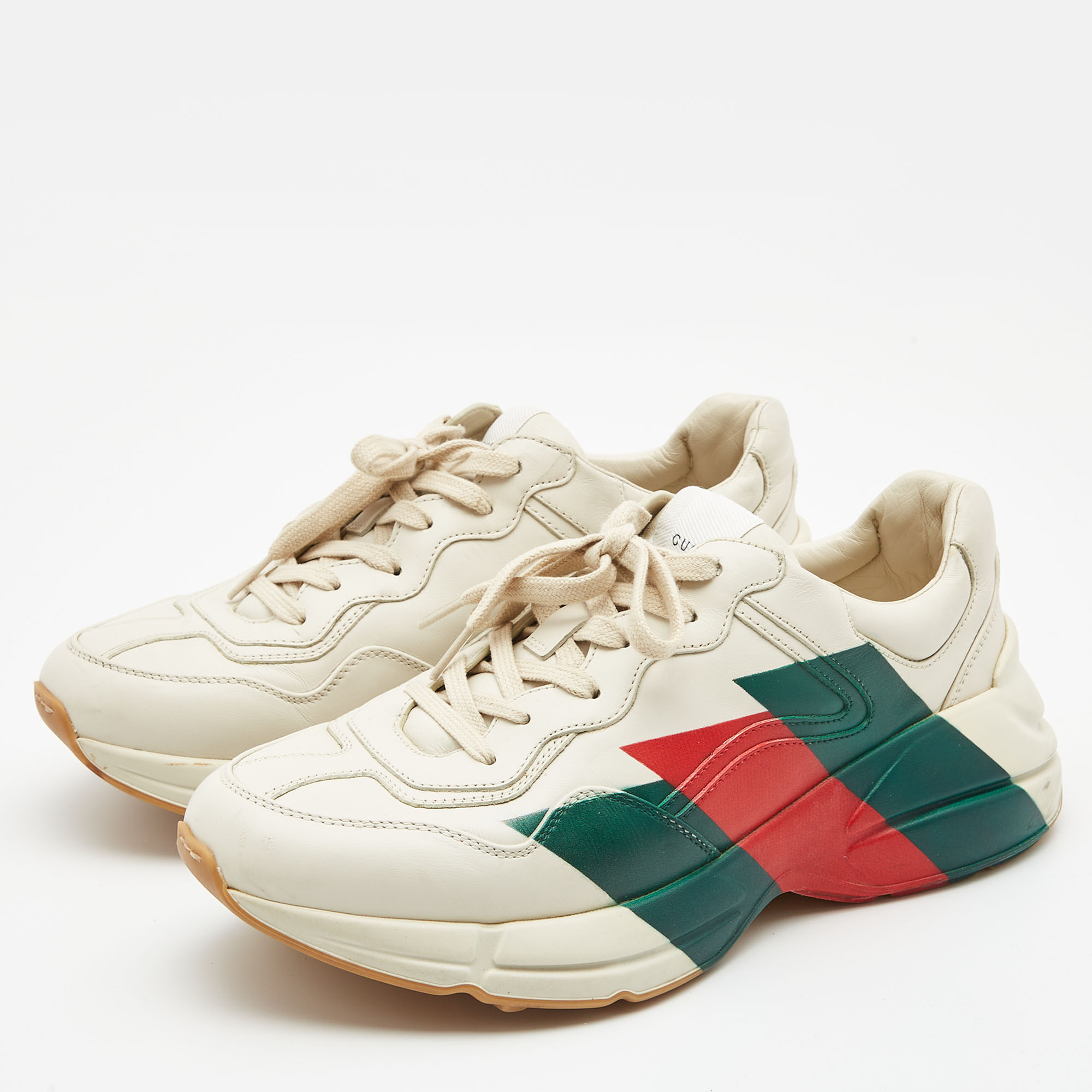 

Gucci Cream Leather Rhyton Low Top Sneakers Size