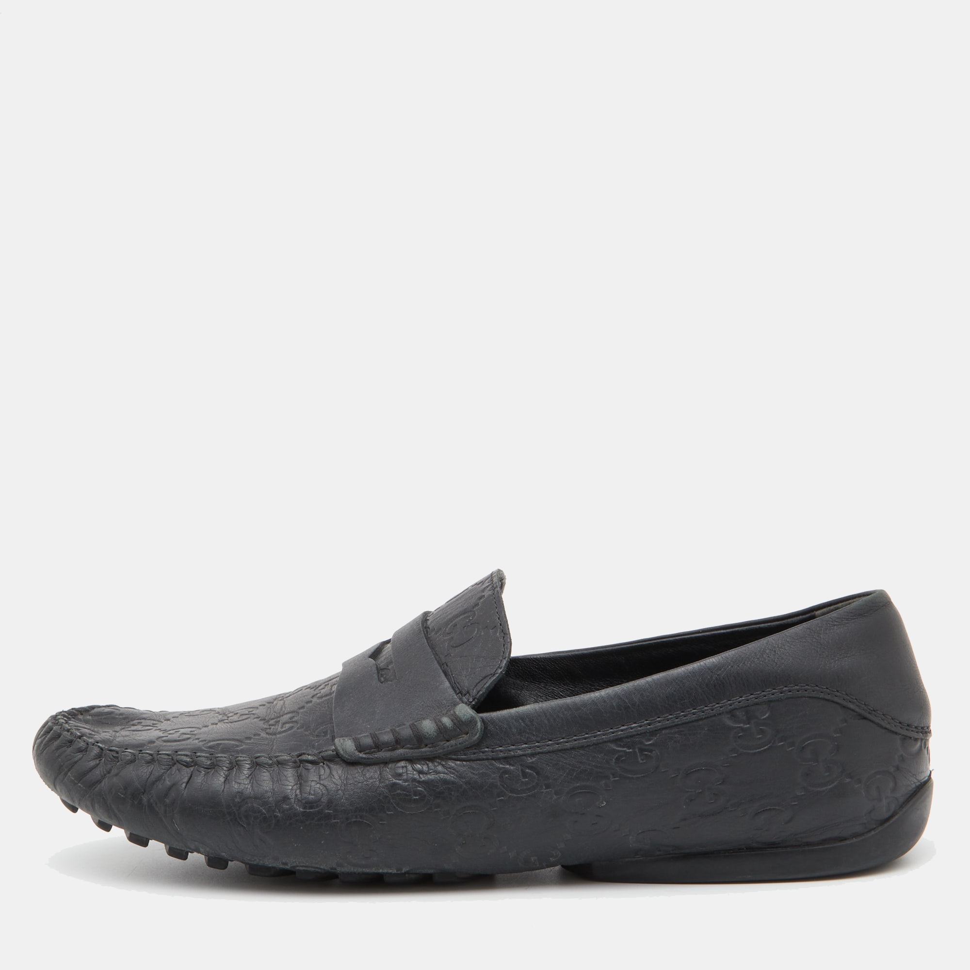 

Gucci Guccissima Leather Penny Slip On Loafers Size, Black