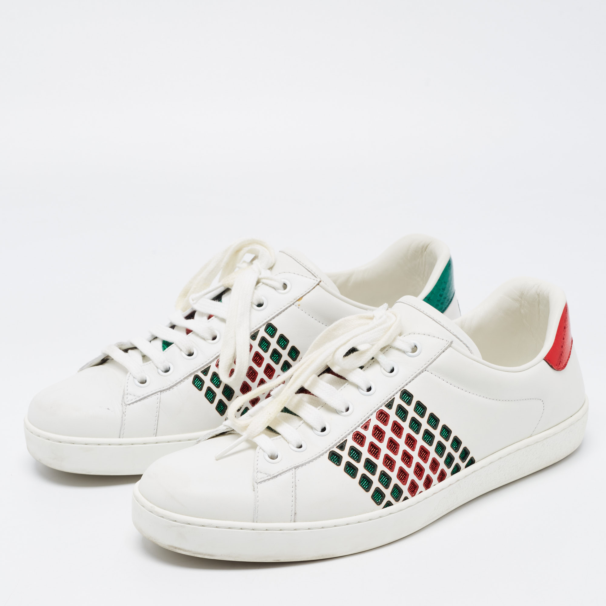 

Gucci White Leather Ace Low Top Sneakers Size