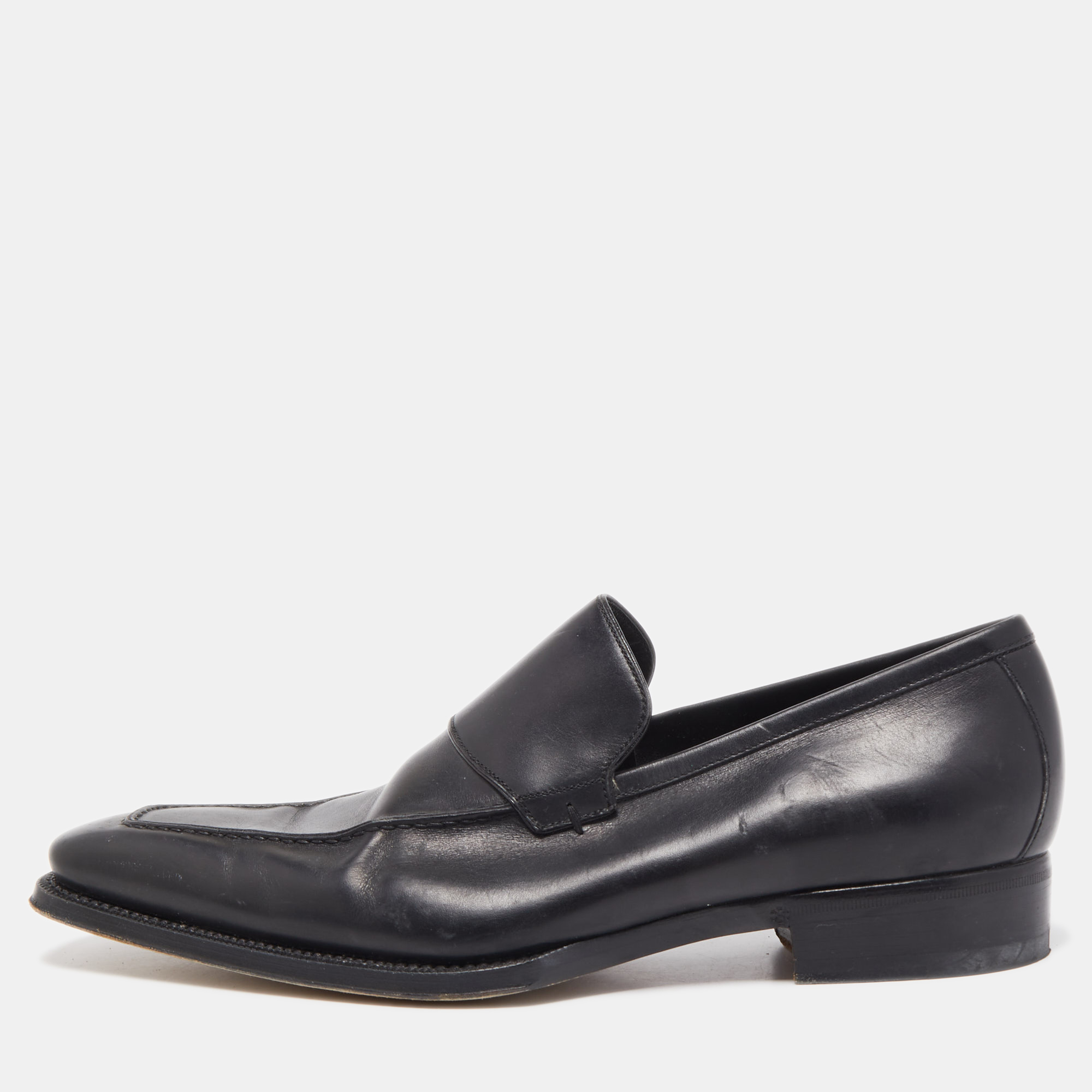 

Gucci Black Leather Web Penny Loafers Size 41.5