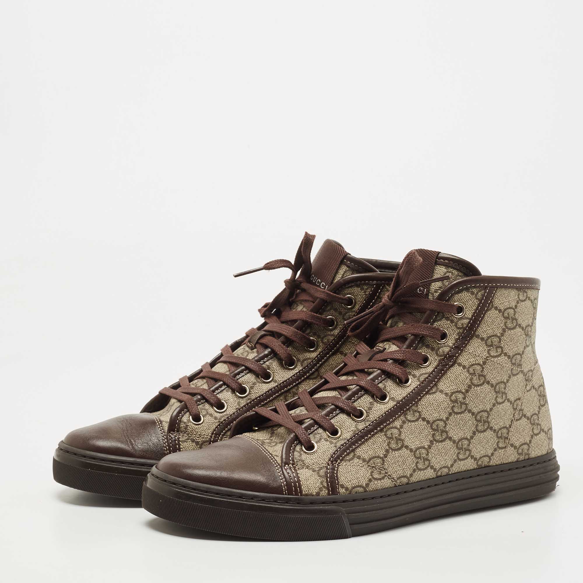 

Gucci Brown/Grey GG Canvas High Top Sneakers Size