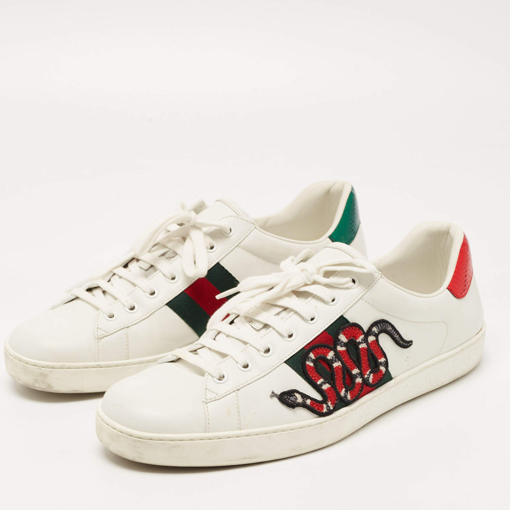 

Gucci White Leather Kingsnake Ace Sneakers Size