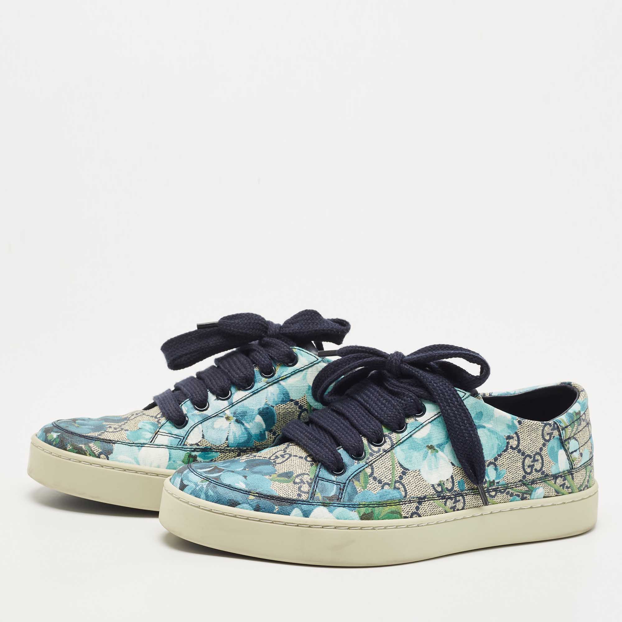 

Gucci Multicolor Canvas Blooms Print GG Low Top Sneakers Size