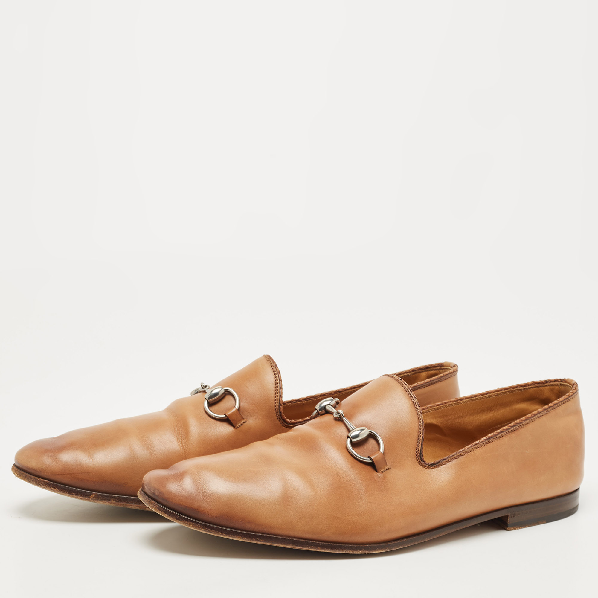 

Gucci Tan Leather Horsebit Loafers Size