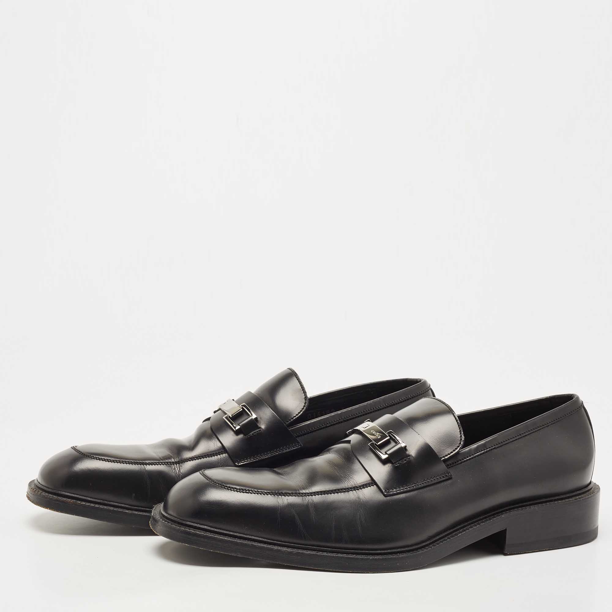 

Gucci Black Leather Horsebit Slip On Loafers Size