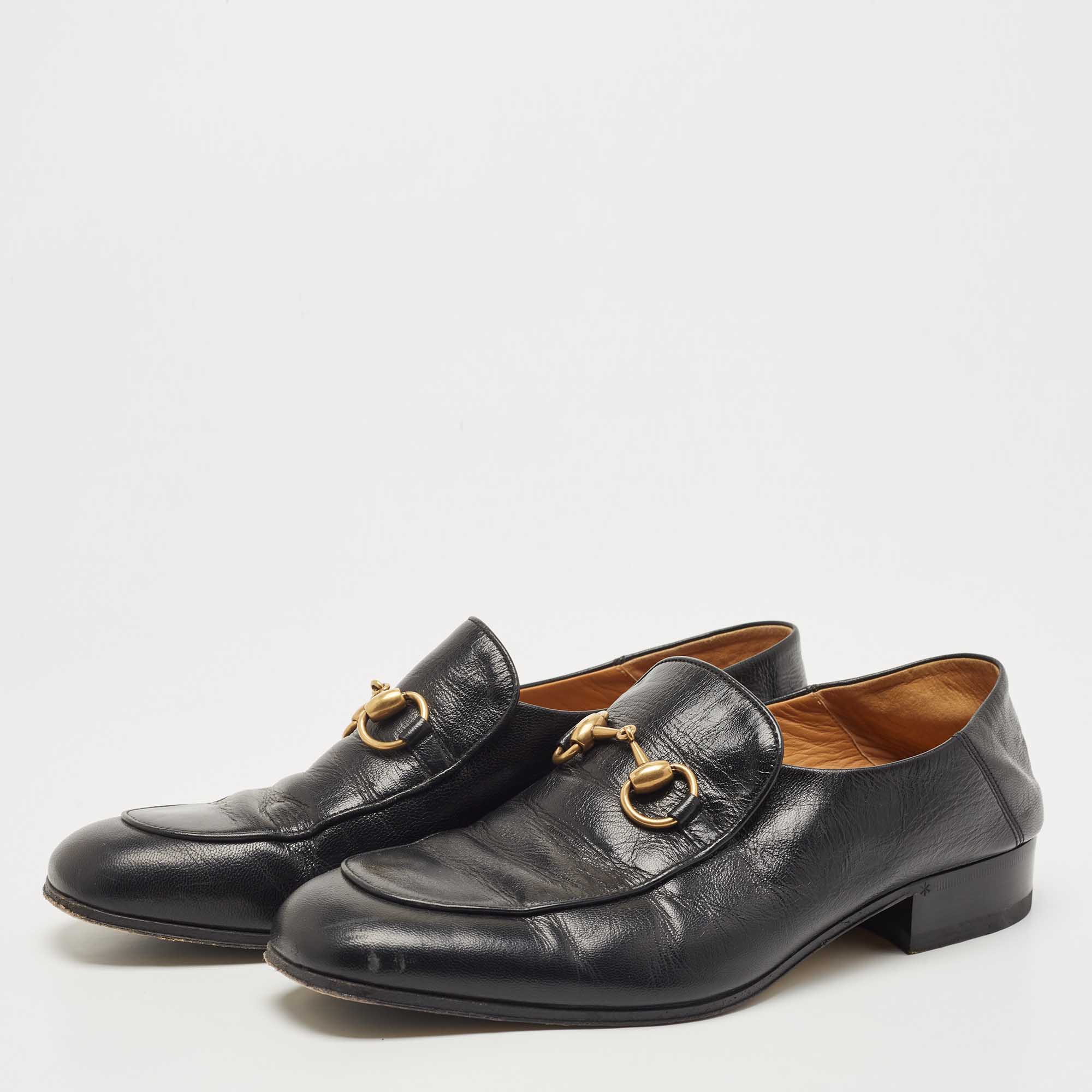 

Gucci Black Leather Horsebit Loafers Size