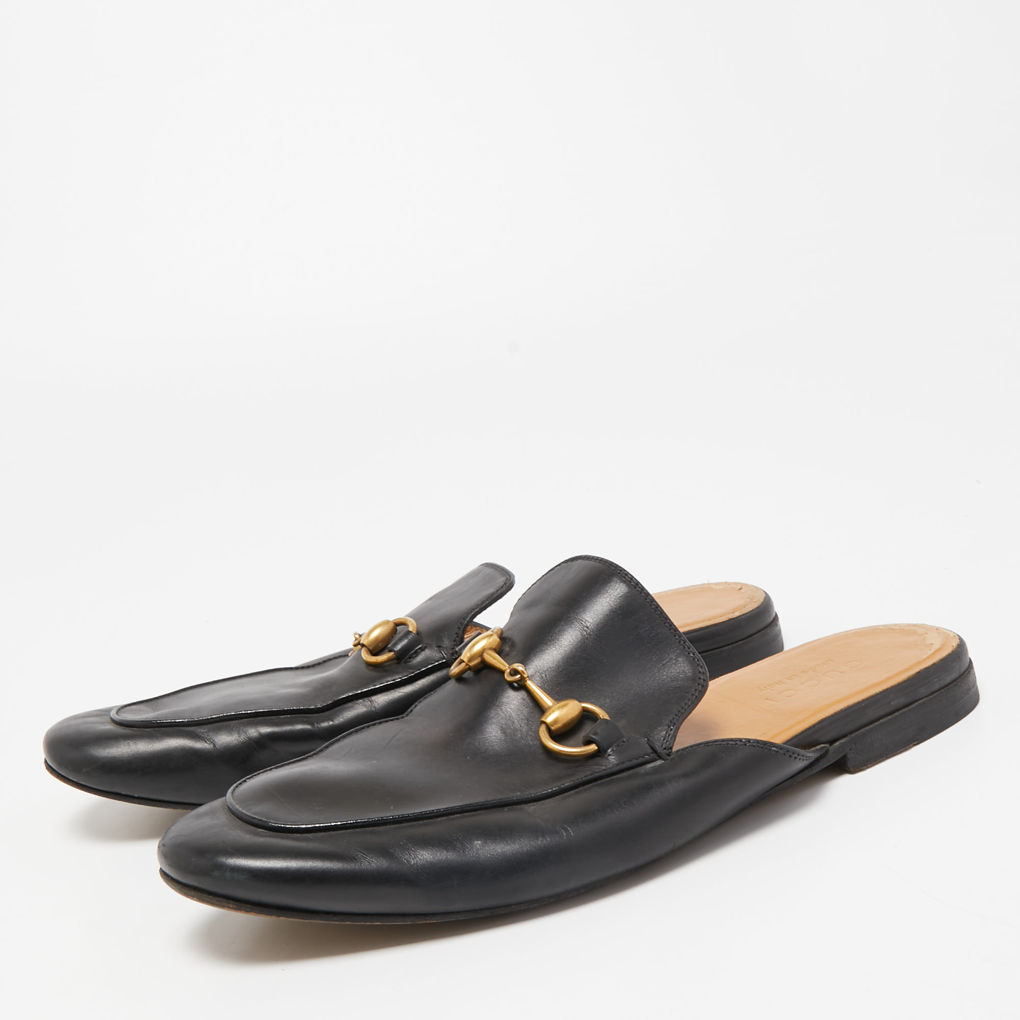 

Gucci Black Leather Princetown Mules Size