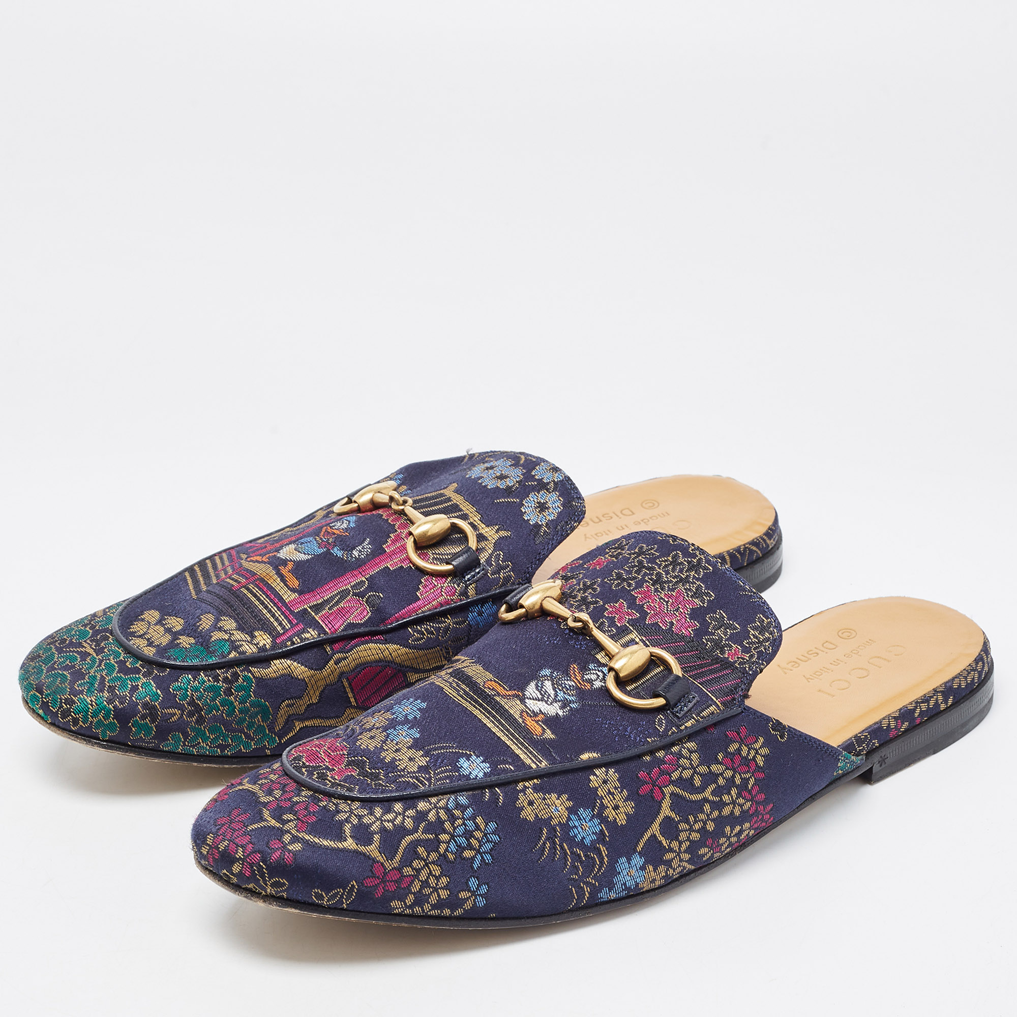 

Gucci Multicolor Brocade Fabric Princetown Mules Size