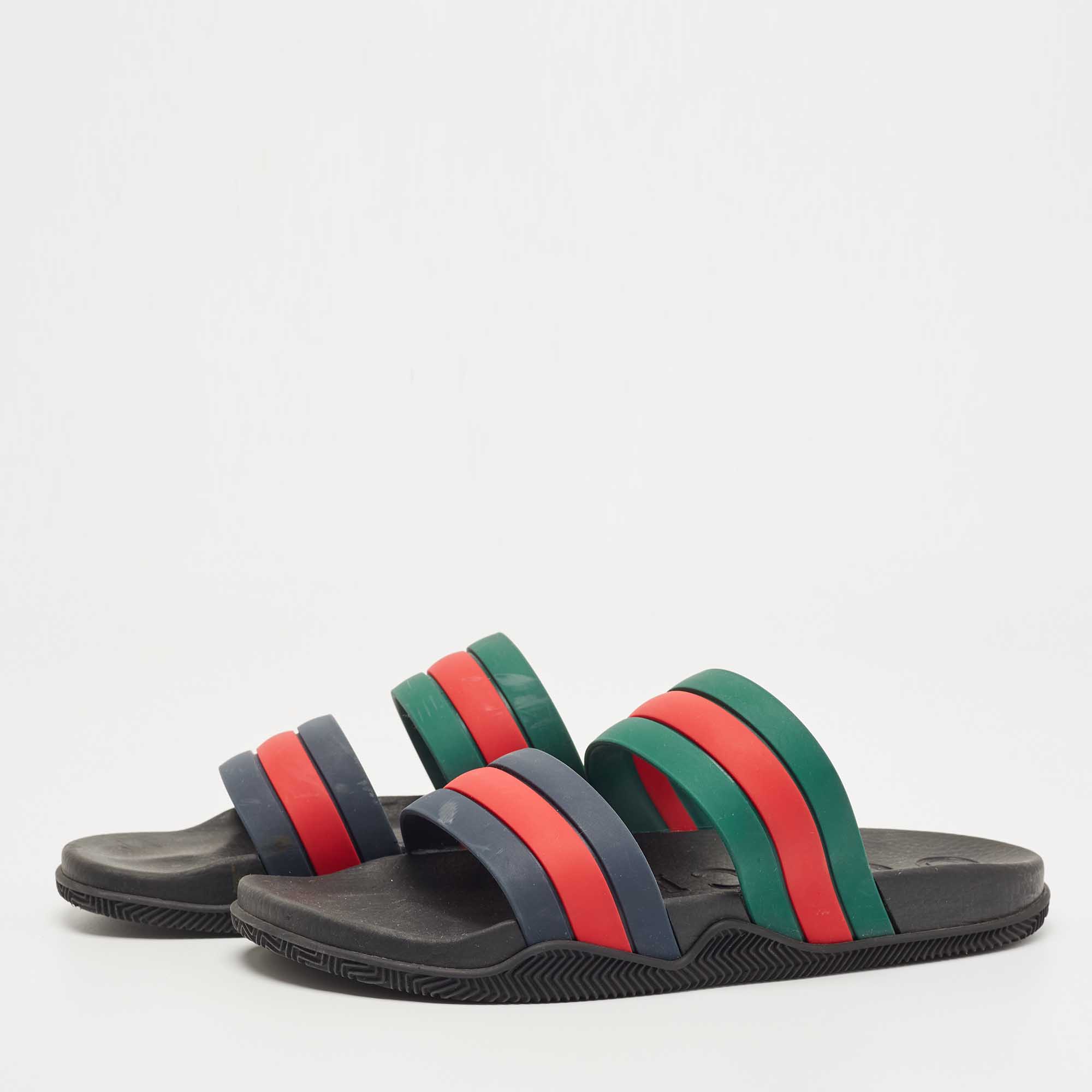 

Gucci Multicolor Rubber Agrado Two Strap Sandals Size