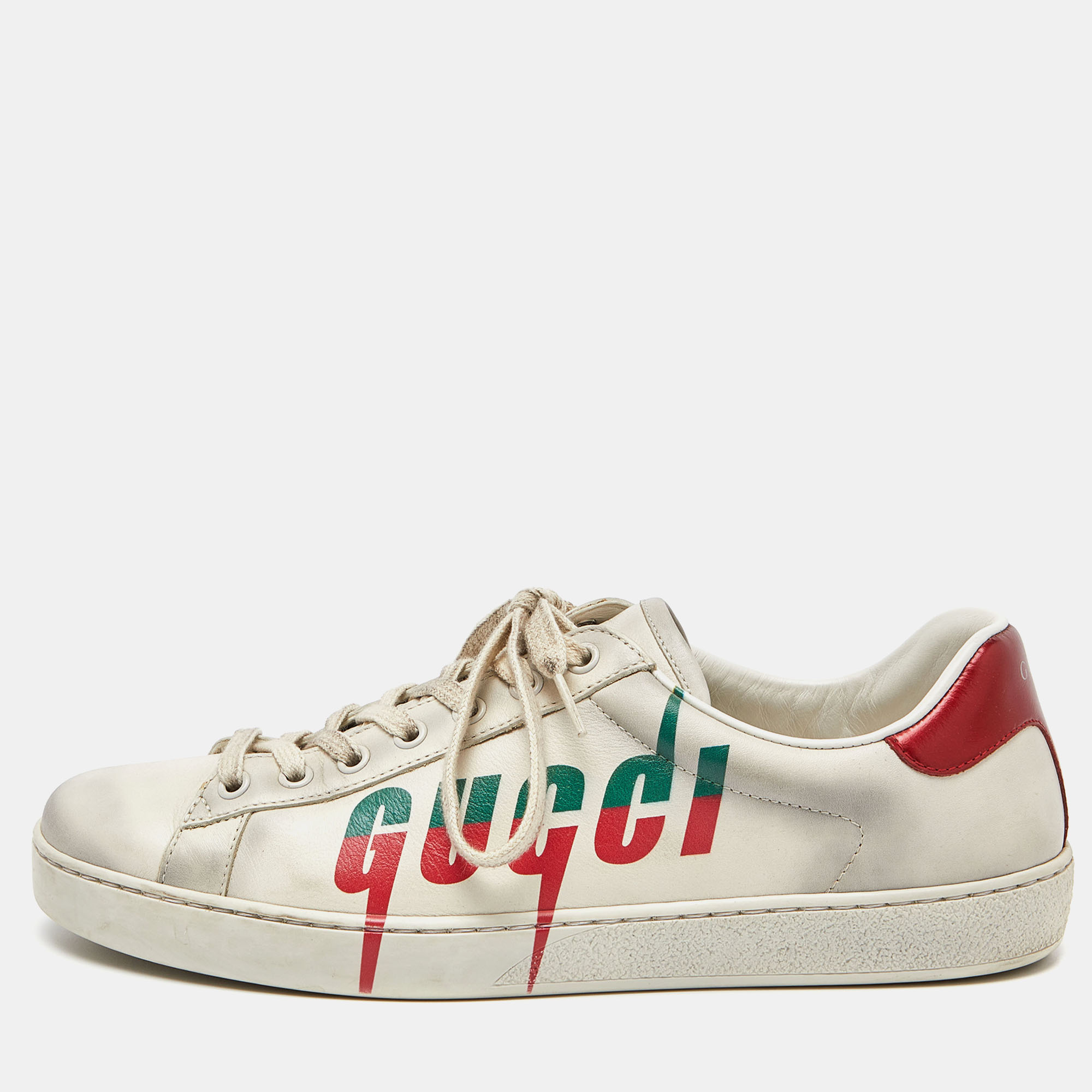 

Gucci Off White Leather Ace Low Top Sneakers Size