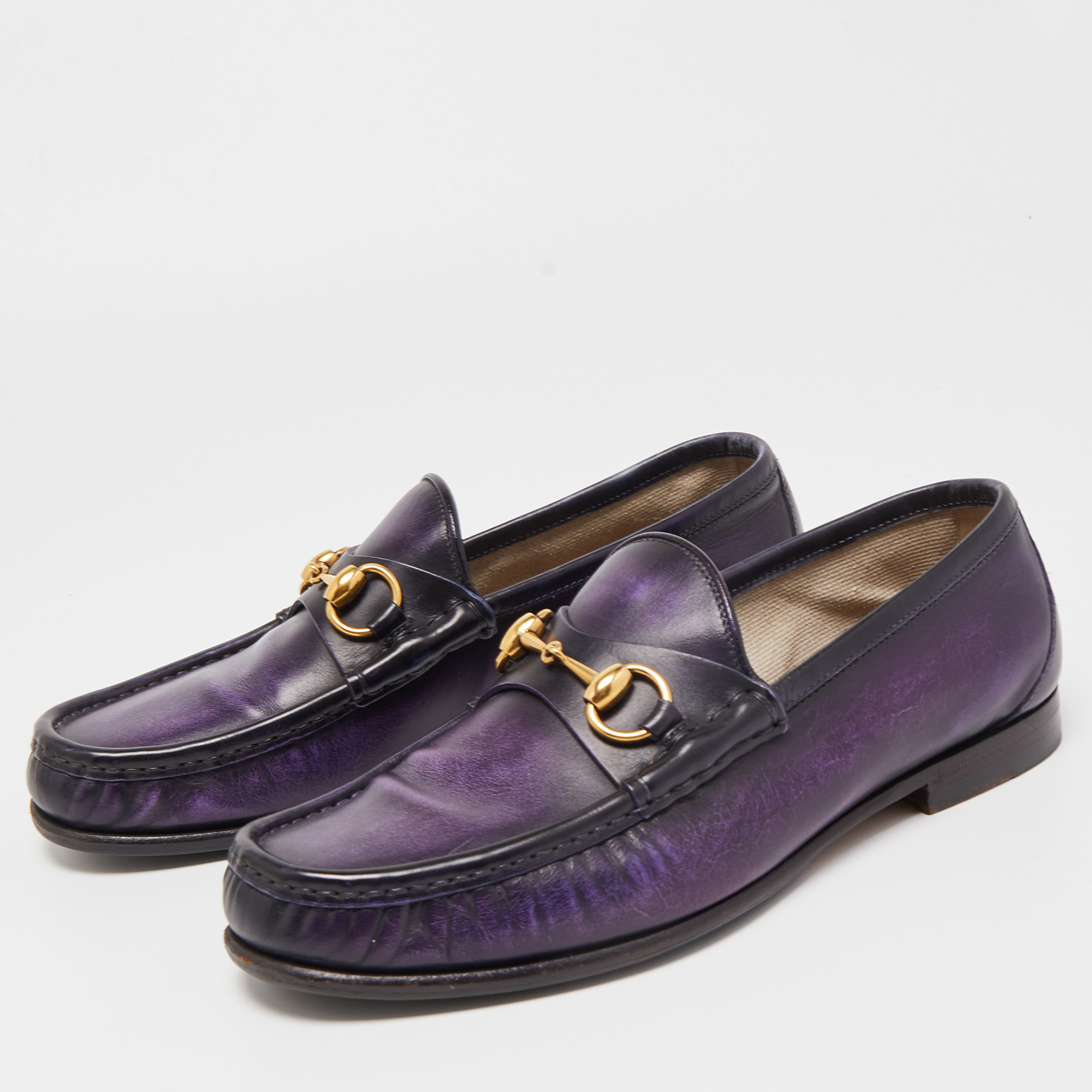 

Gucci Purple Leather Horsebit Loafers Size