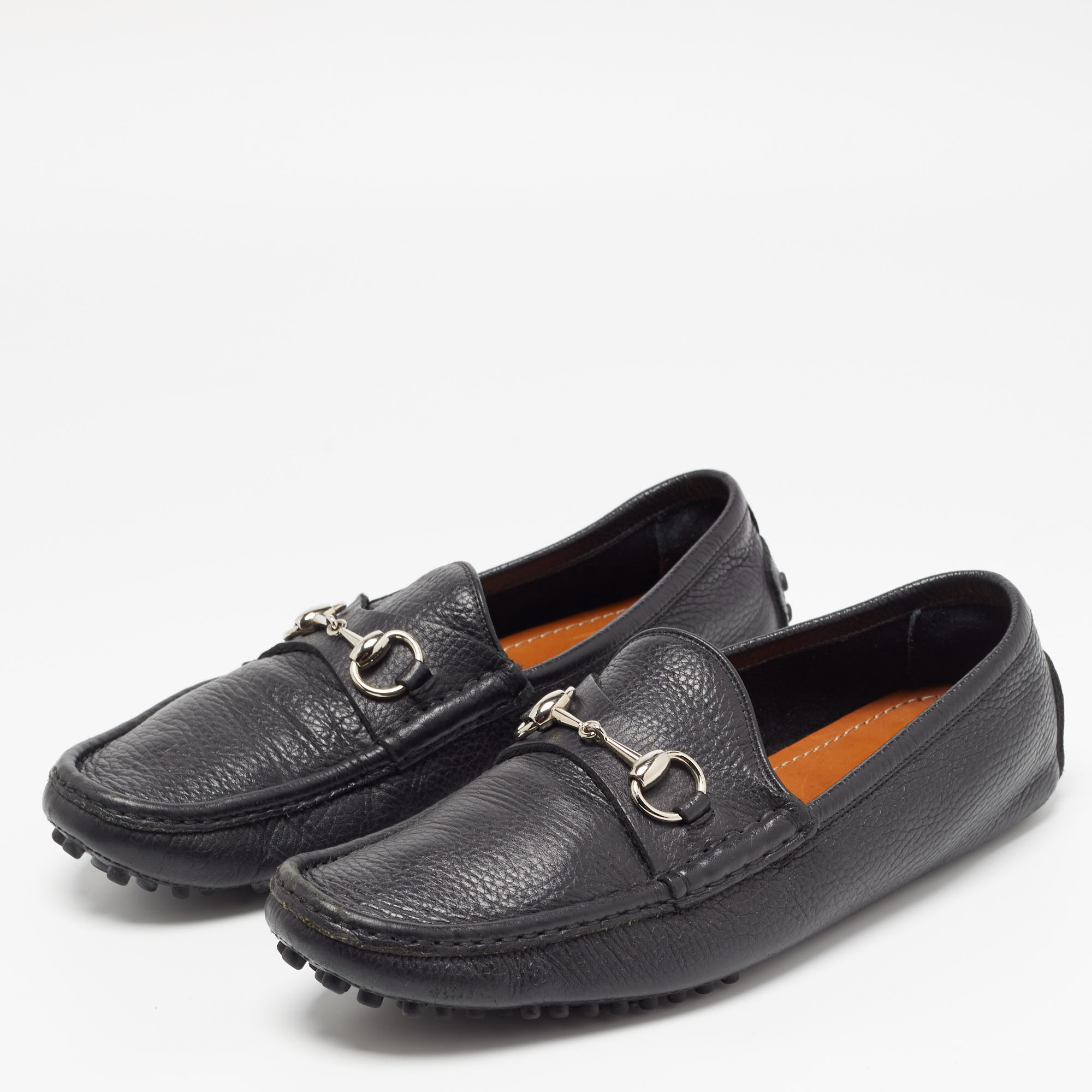 

Gucci Black Leather Horsebit Slip On Loafers Size