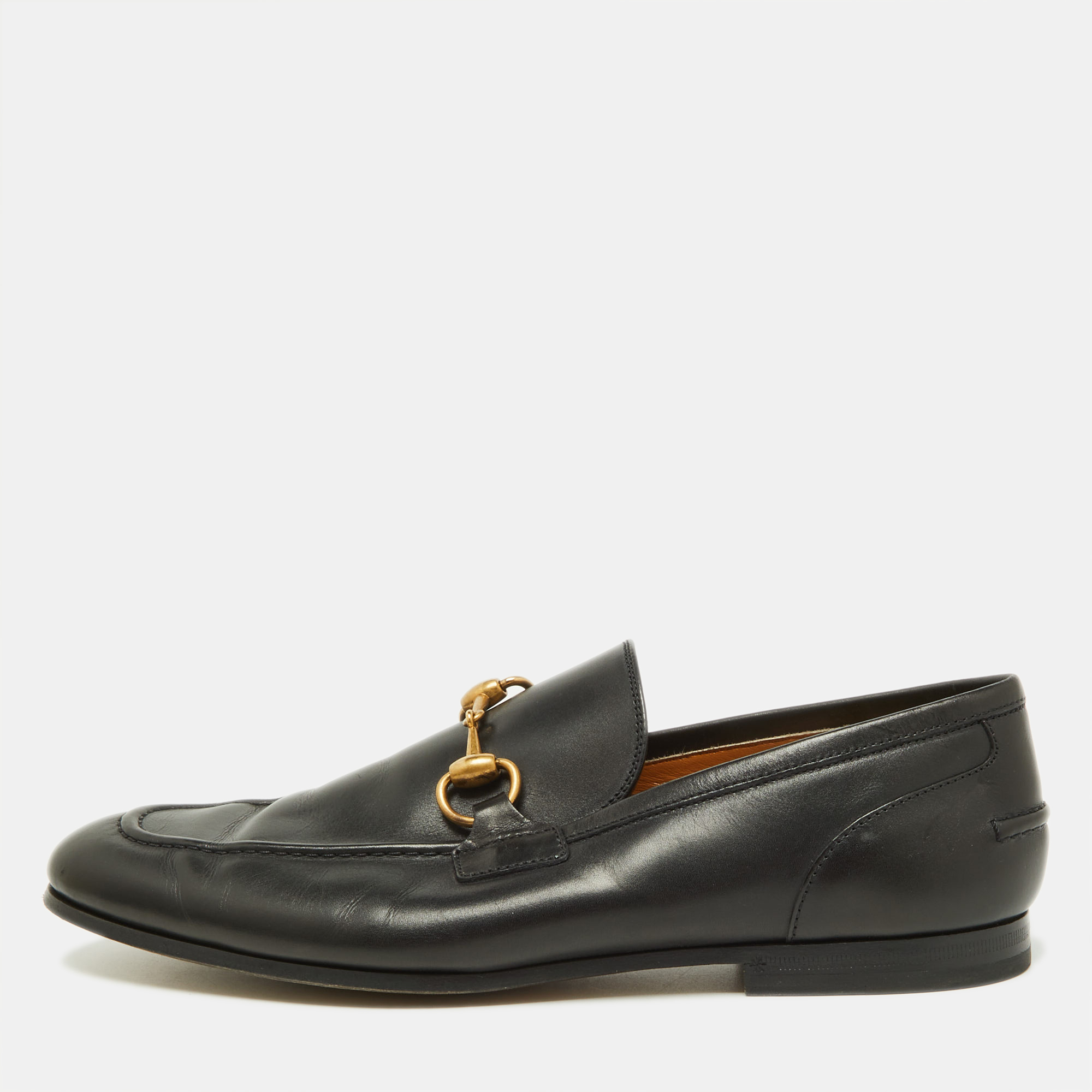 Pre-owned Gucci Black Leather Jordaan Loafers Size 40