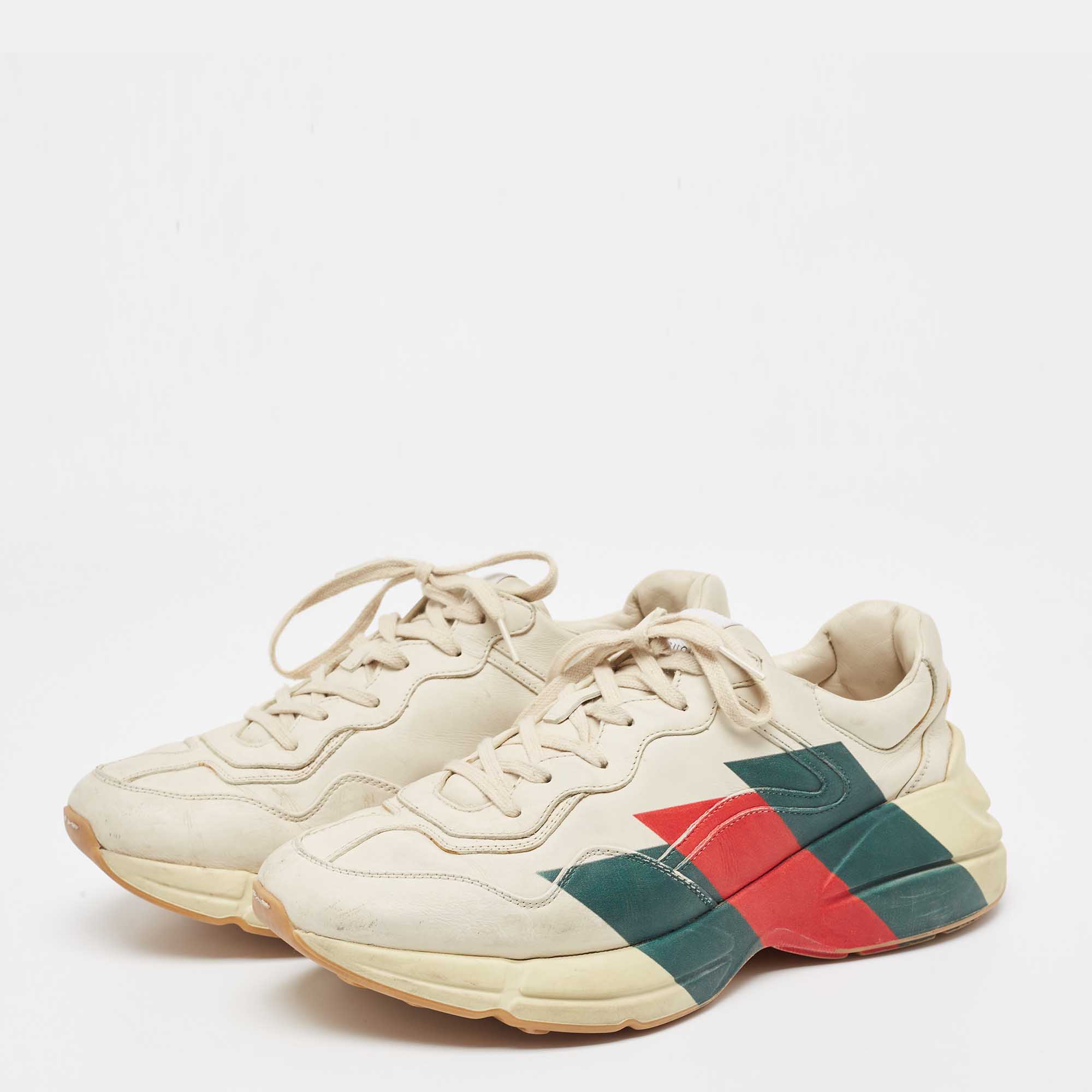 

Gucci Cream Leather Rhyton Low Top Sneakers Size