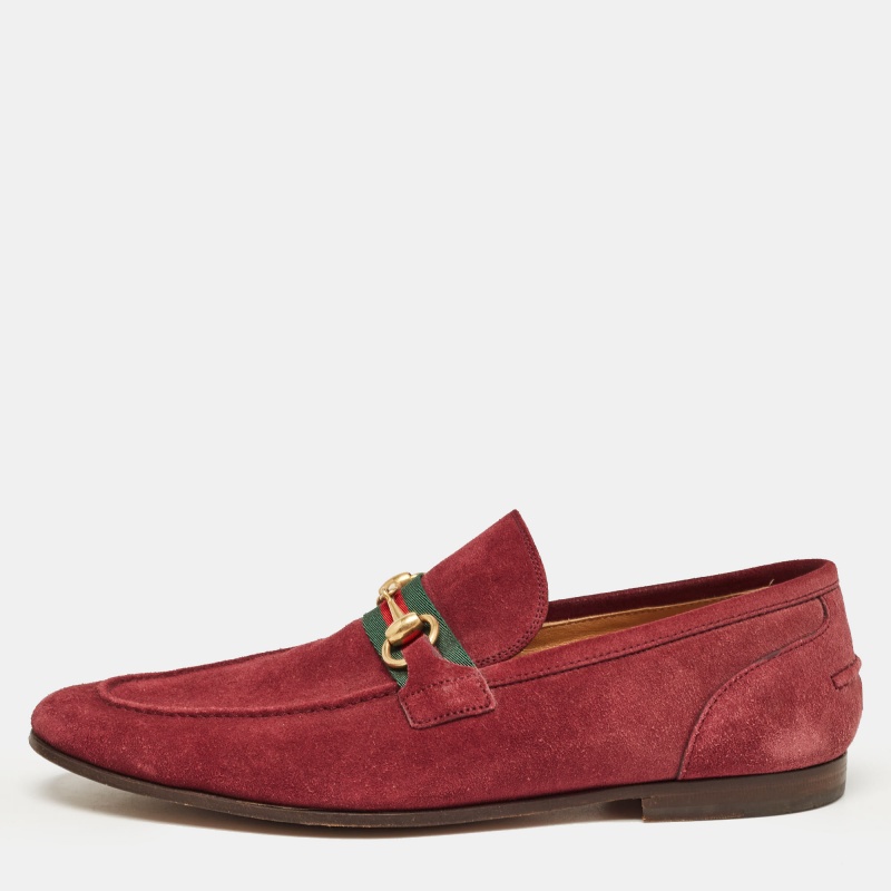 

Gucci Burgundy Suede Web Horsebit Loafers Size