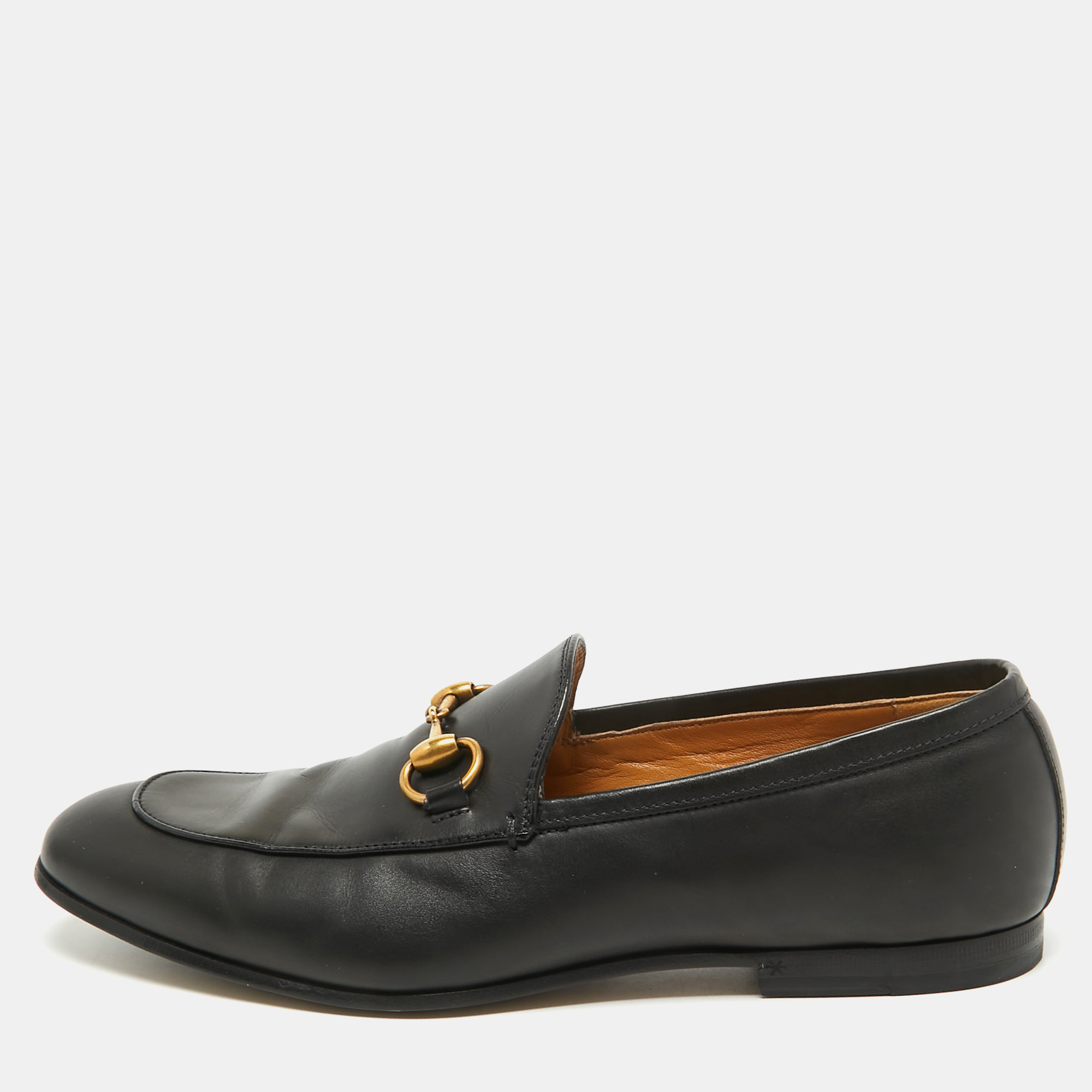 

Gucci Black Leather Jordaan Loafers Size