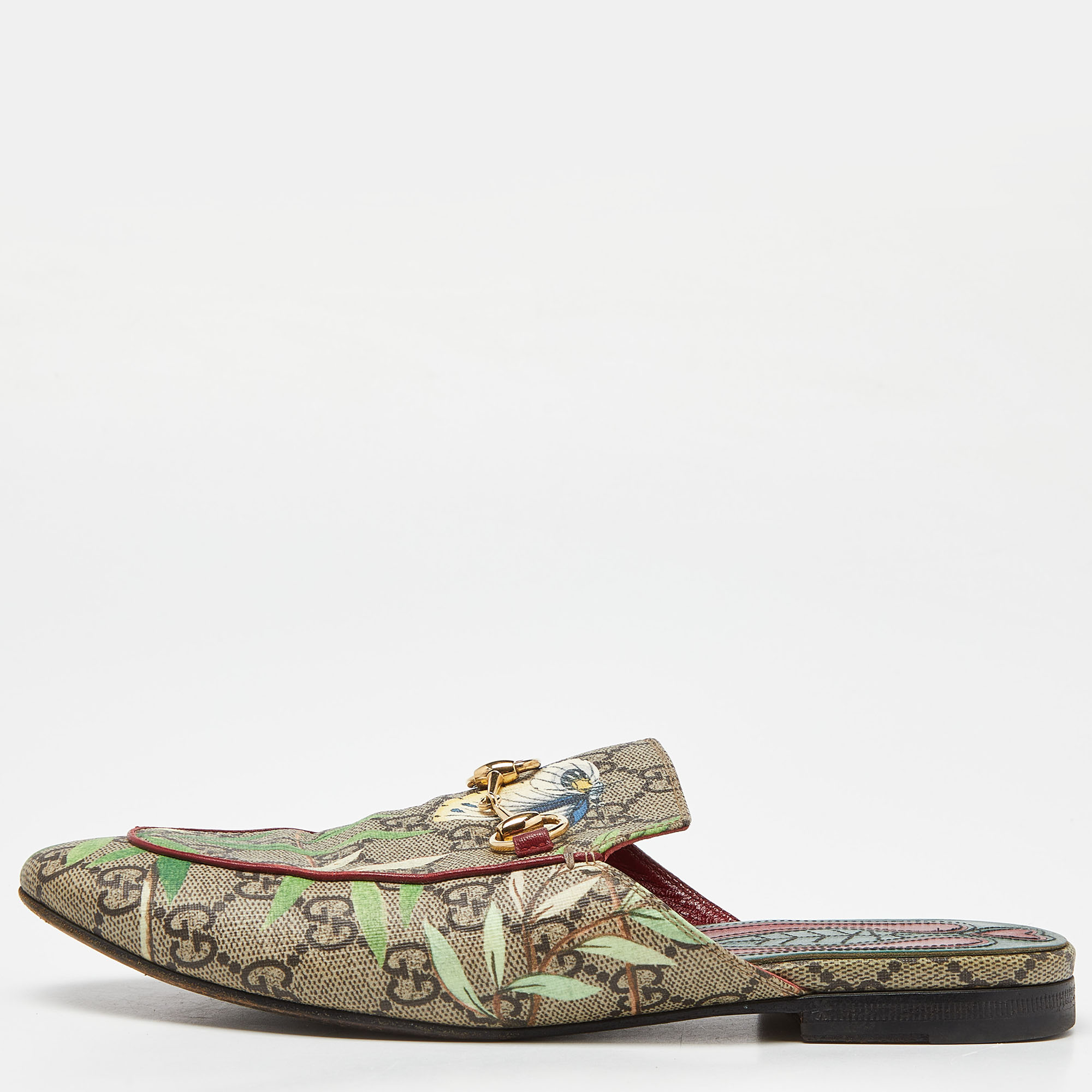 حذاء سلايد غوتشي برينستون كانفاس جي جي سوبريم مطبوع تيان متعدد الألوان مزين هورسبيت مقاس 44