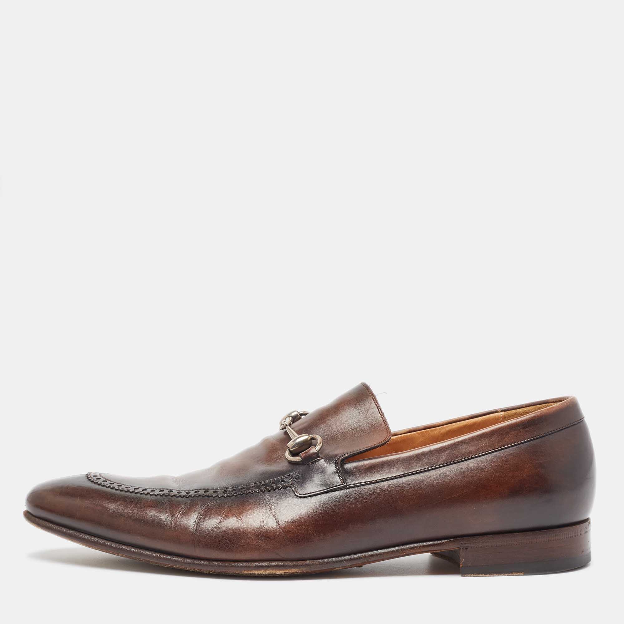 

Gucci Brown Leather Horsebit Loafers Size 44.5
