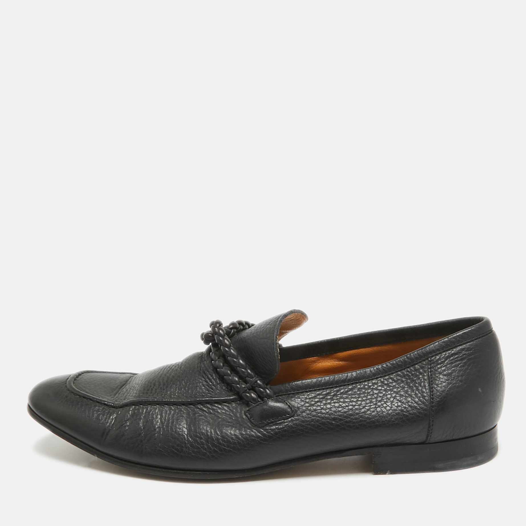 

Gucci Black Leather Braided Detail Slip On Loafers Size