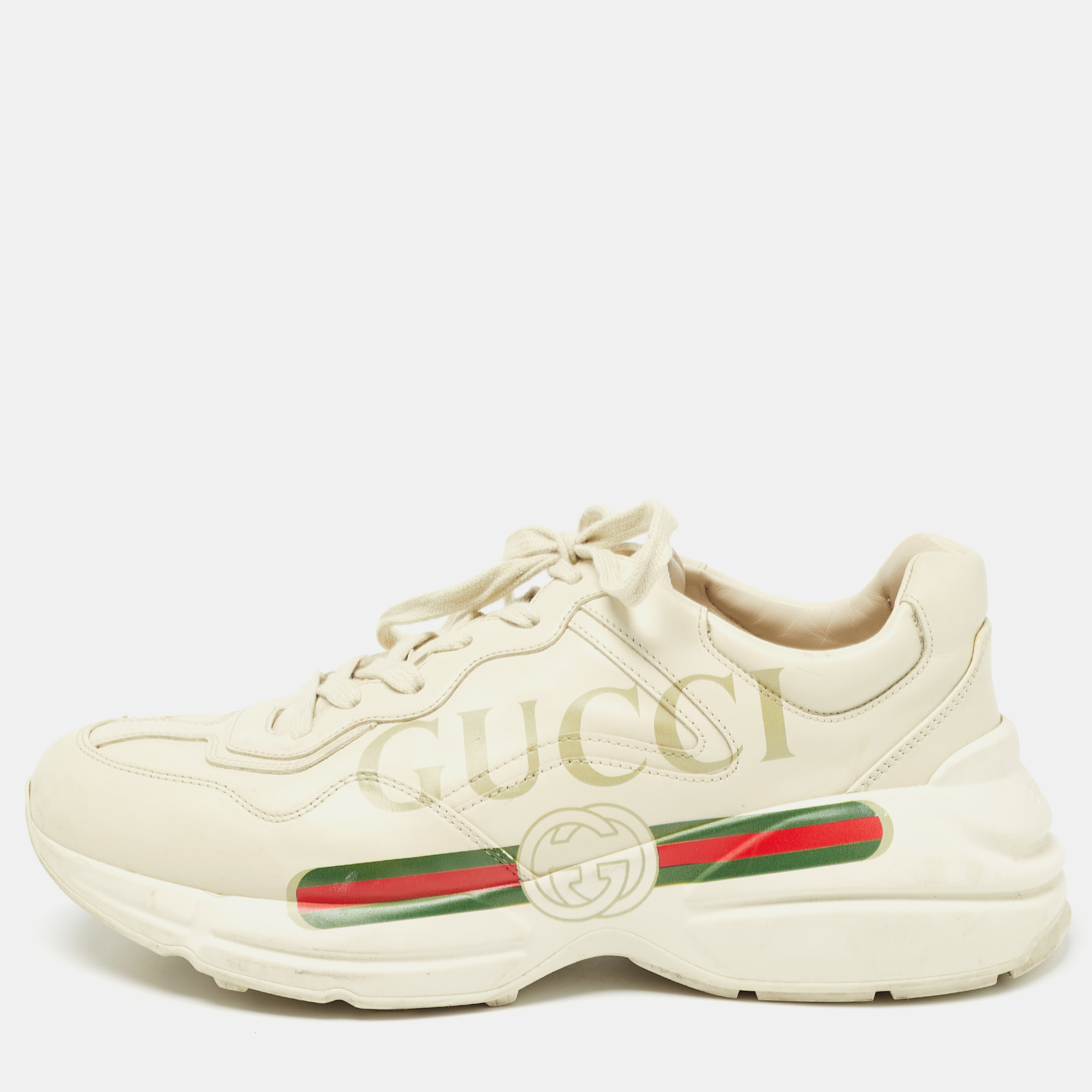 

Gucci Cream Leather Rhyton Sneakers Size 42.5