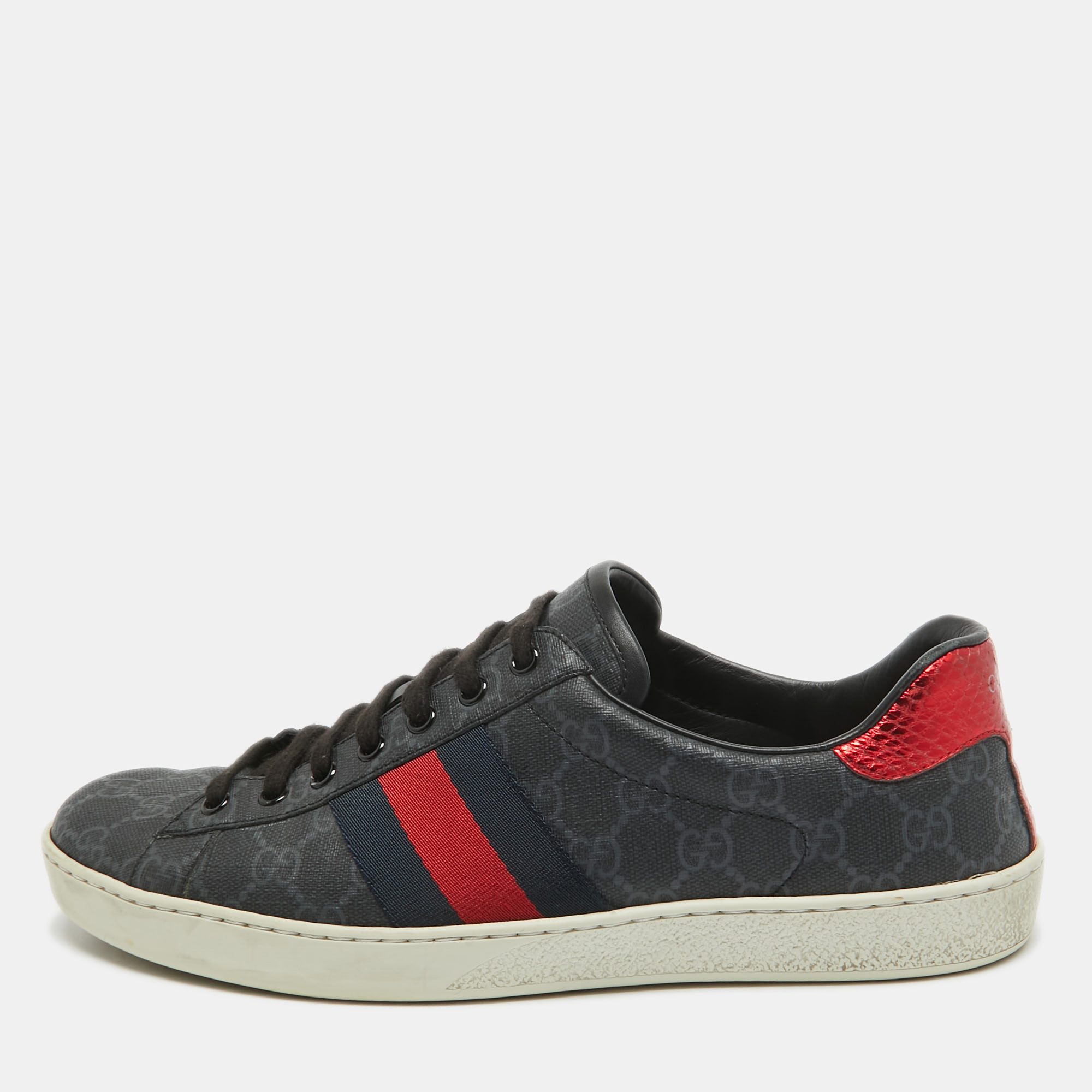 

Gucci Two Tone GG Supreme Canvas Ace Sneakers Size 43, Grey