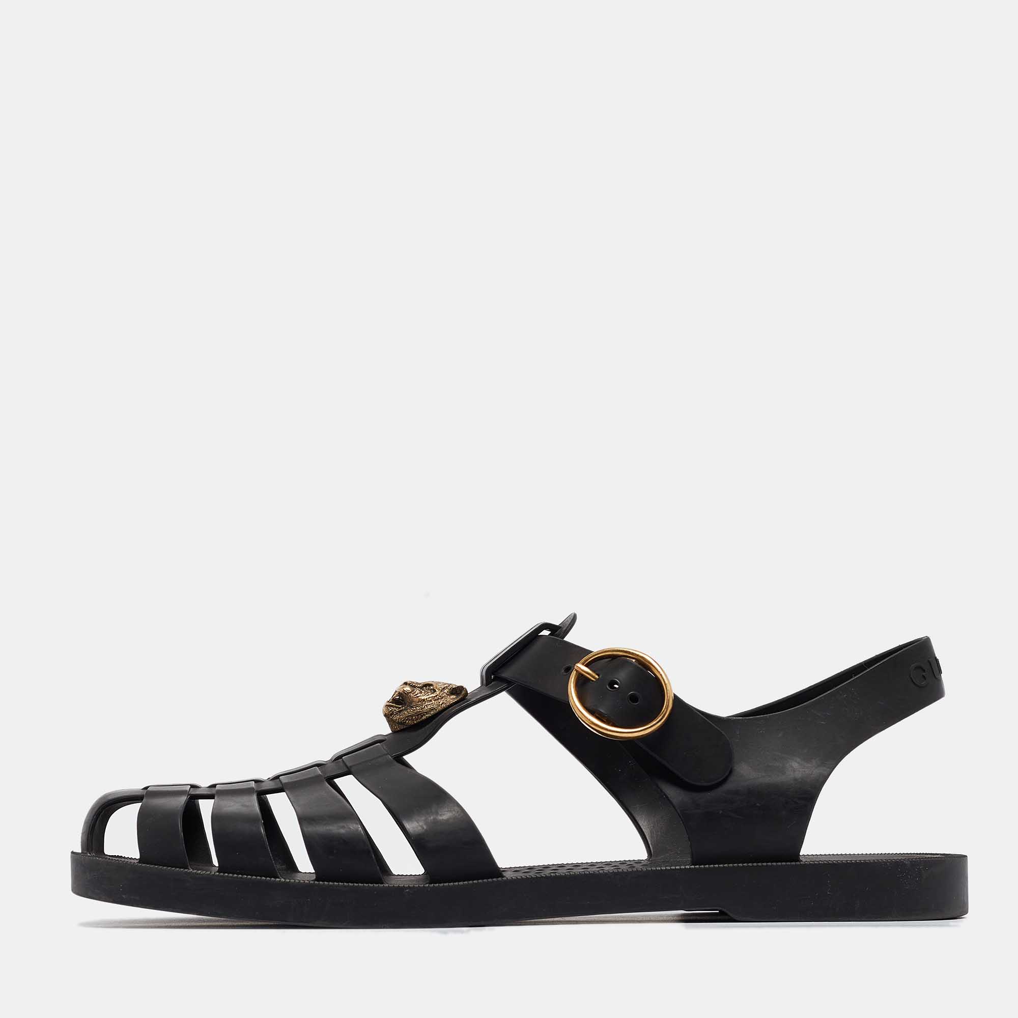 

Gucci Black Rubber Buckle Strap Sandals Size 42