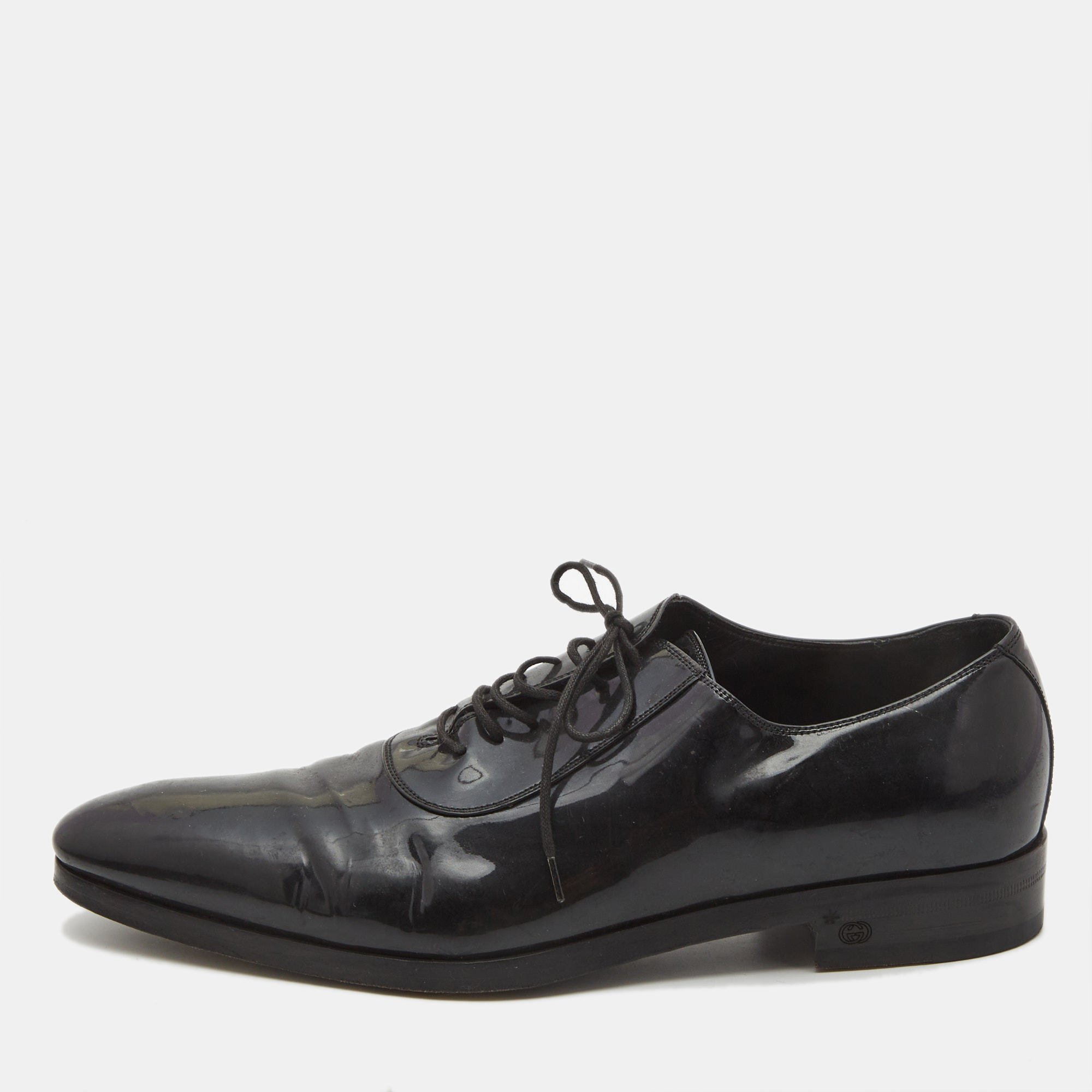 

Gucci Black Patent Leather Lace Up Oxfords Size 43