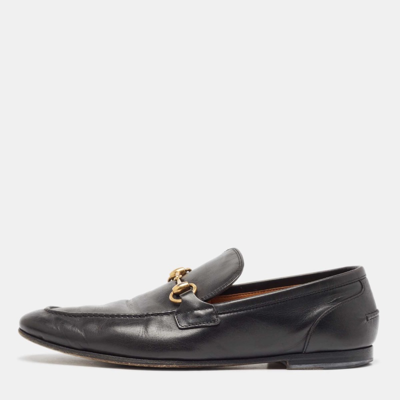 

Gucci Black Leather Jordan Horsebit Loafers Size 40.5