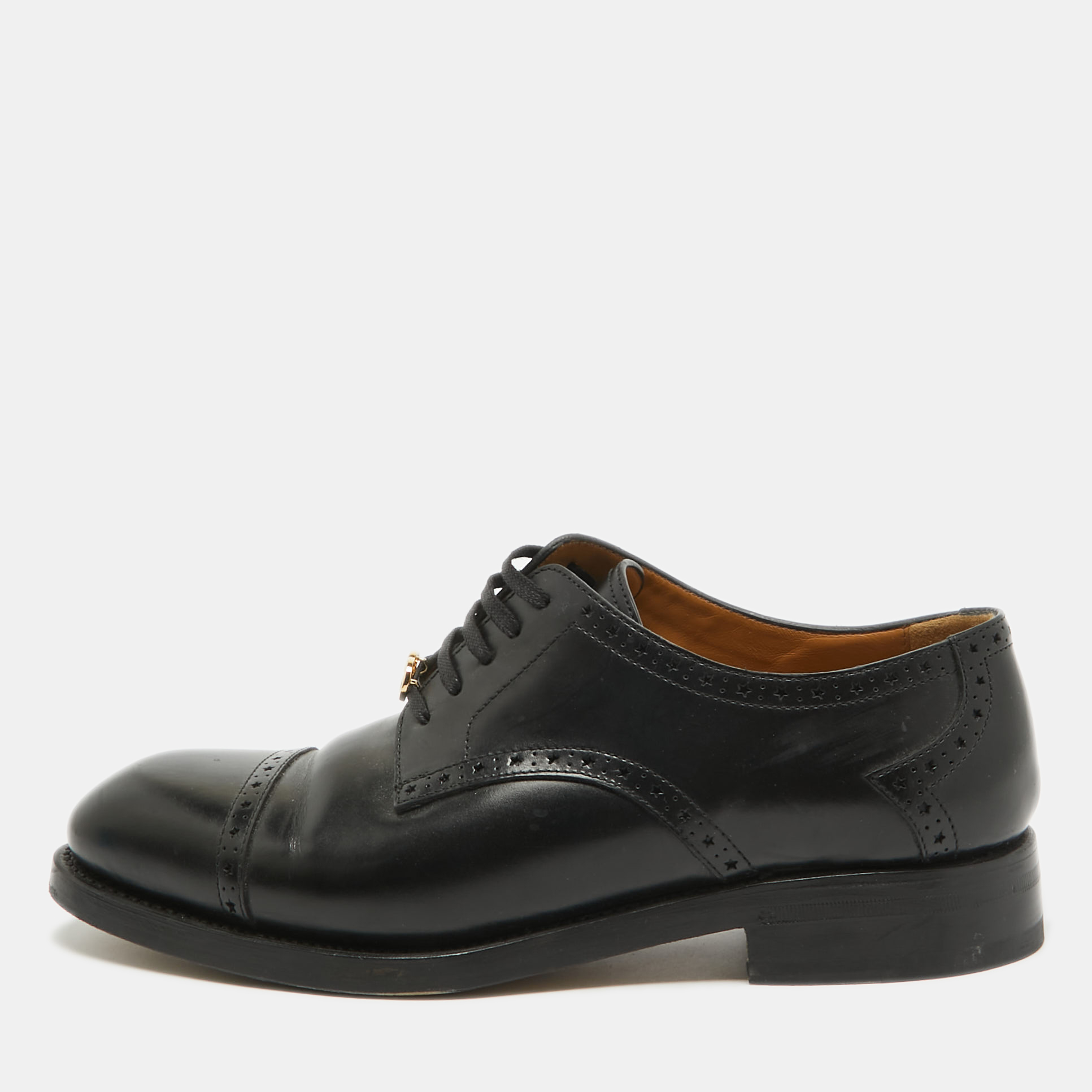 

Gucci Black Leather Brogue Lace Up Oxfords Size 44