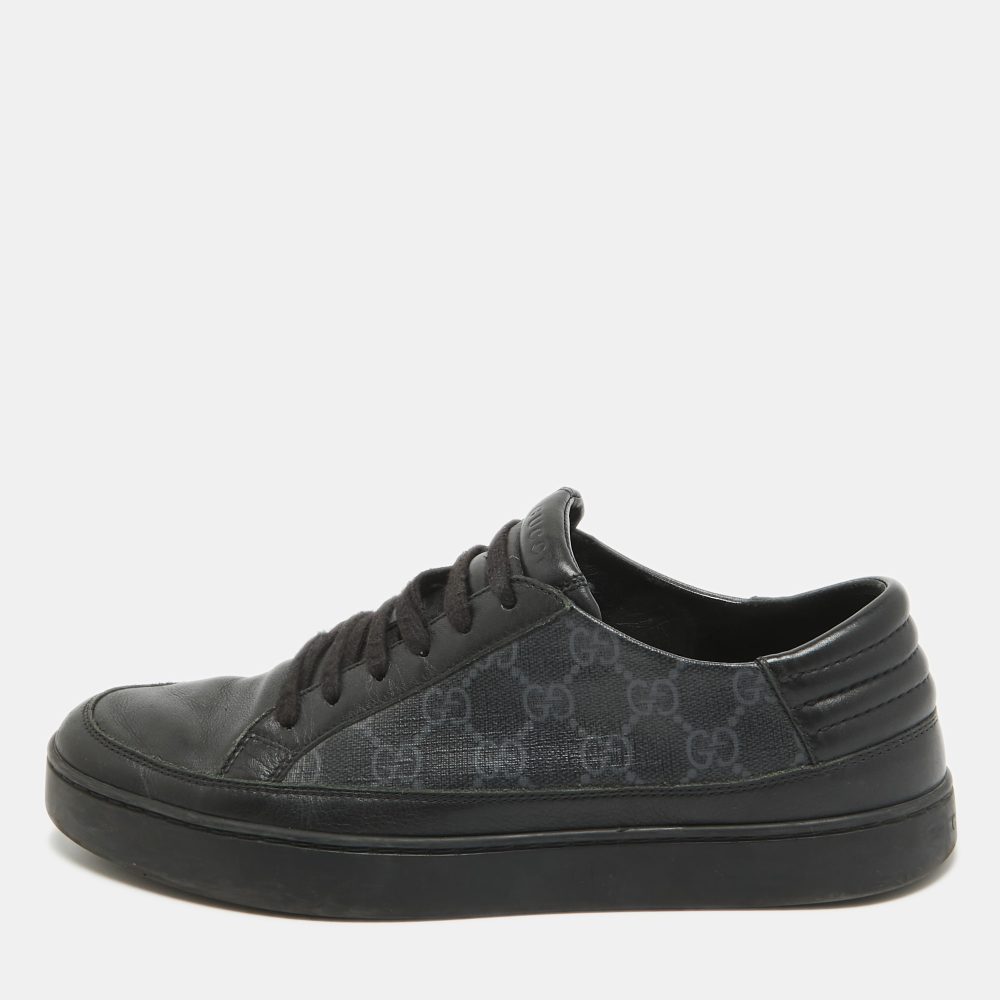 

Gucci Black/Grey GG Canvas and Leather Low Top Sneakers Size 41.5