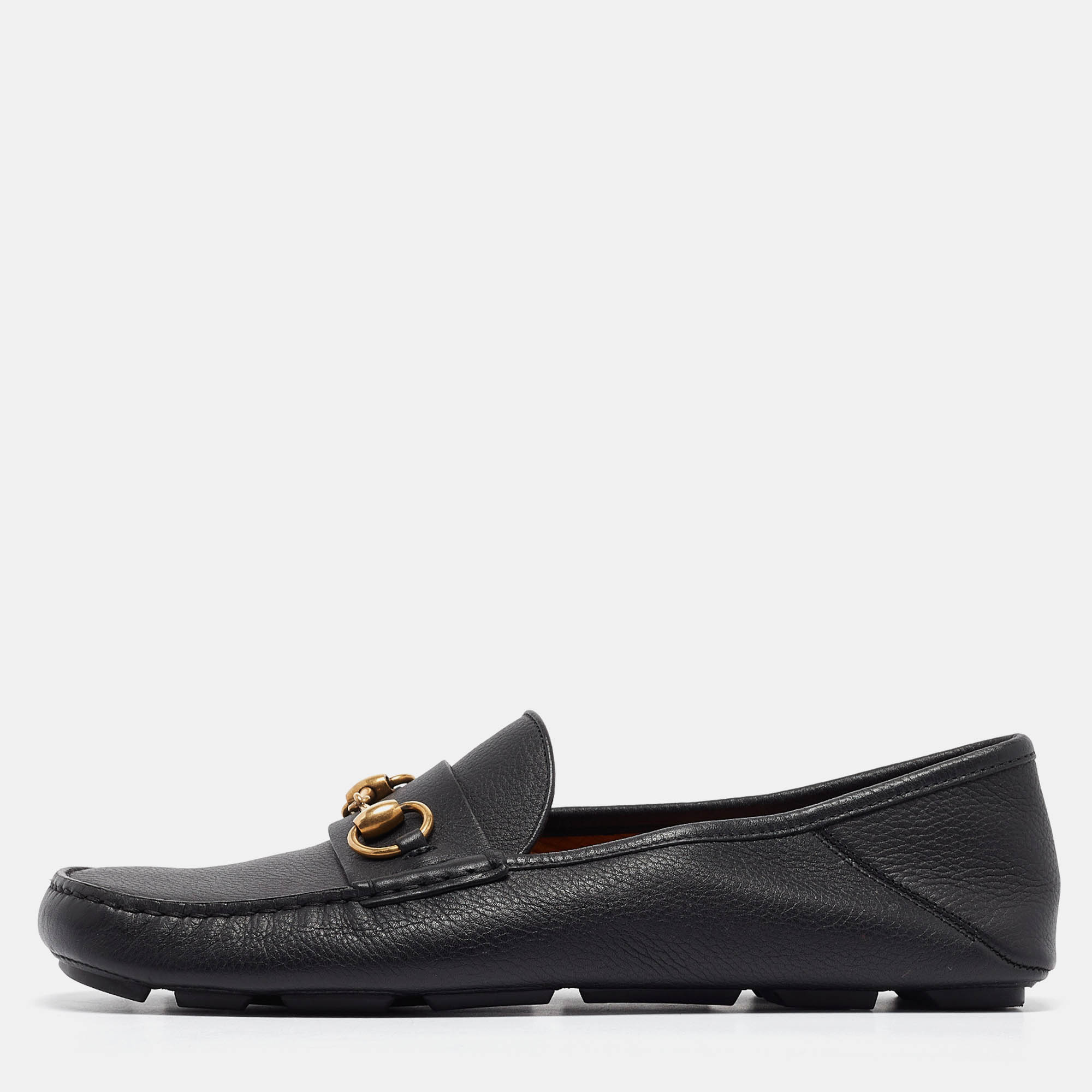 

Gucci Black Leather Horsebit Slip On Loafers Size 42