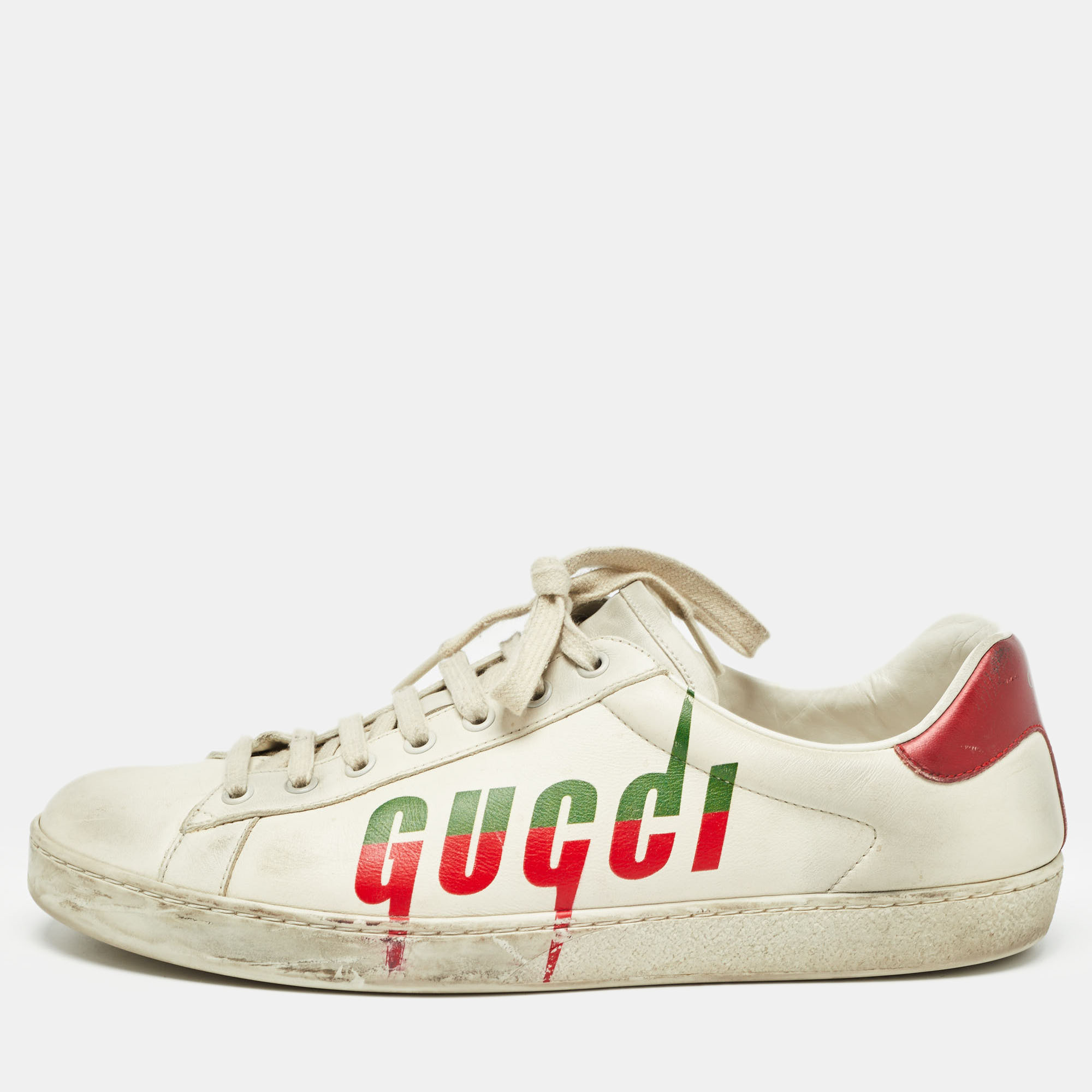 

Gucci Off White Leather Gucci Blade Ace Sneakers Size 44.5