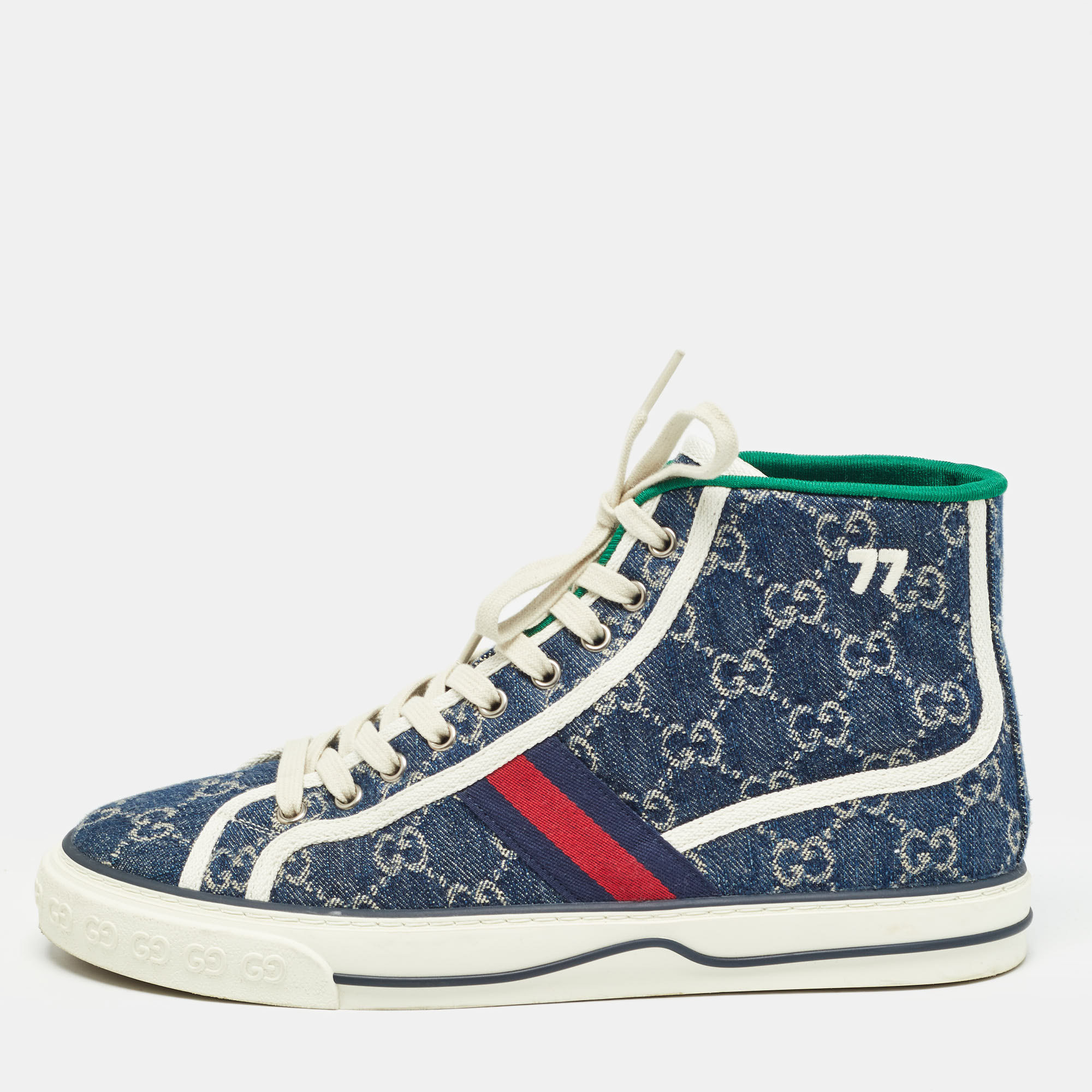 

Gucci Blue/Ivory GG Denim Tennis 1977 Sneakers Size 42